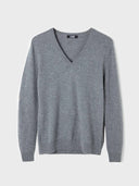 Women’s Basic V-Neck Cashmere Jumper Dim Gray | GOBI UK