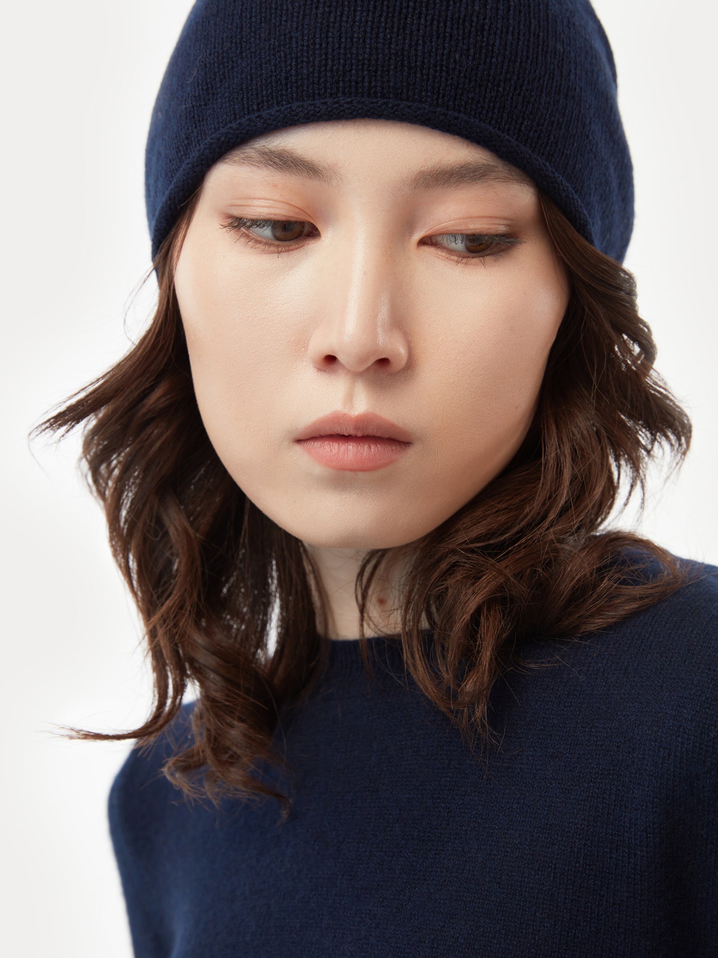 Women's Cashmere Hat & Sweater Set Navy - Gobi Cashmere