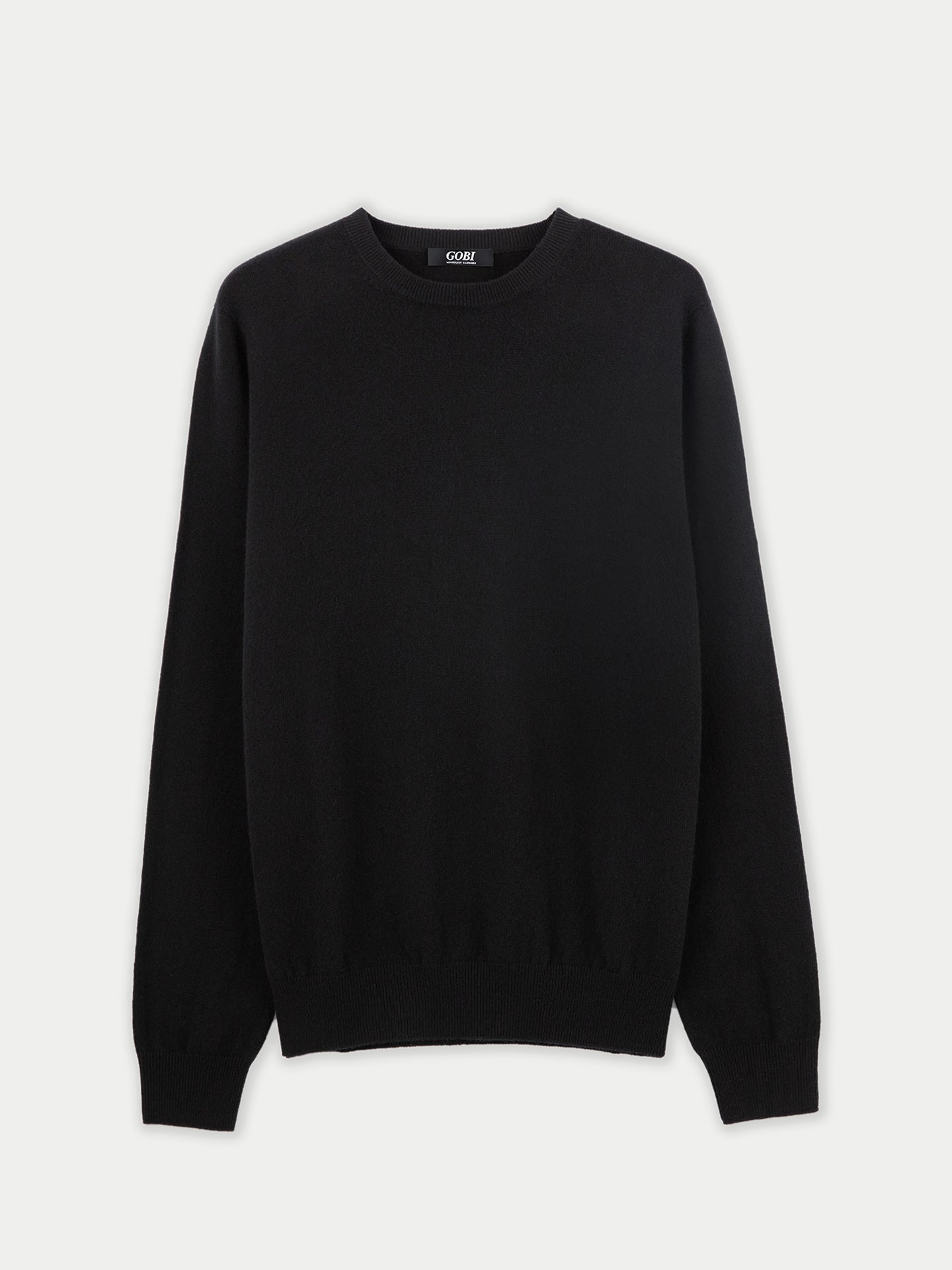 Men's Cashmere Crew Neck Sweater Black - Gobi Cashmere