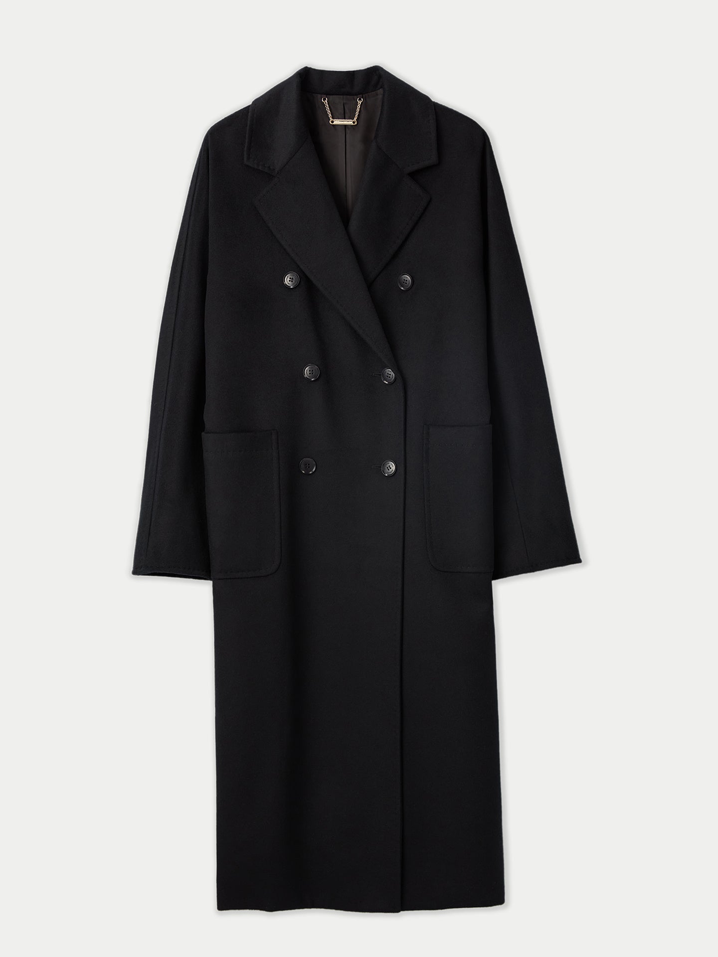  Women's Double Cashmere Breasted Long Coat Black - Gobi Cashmere