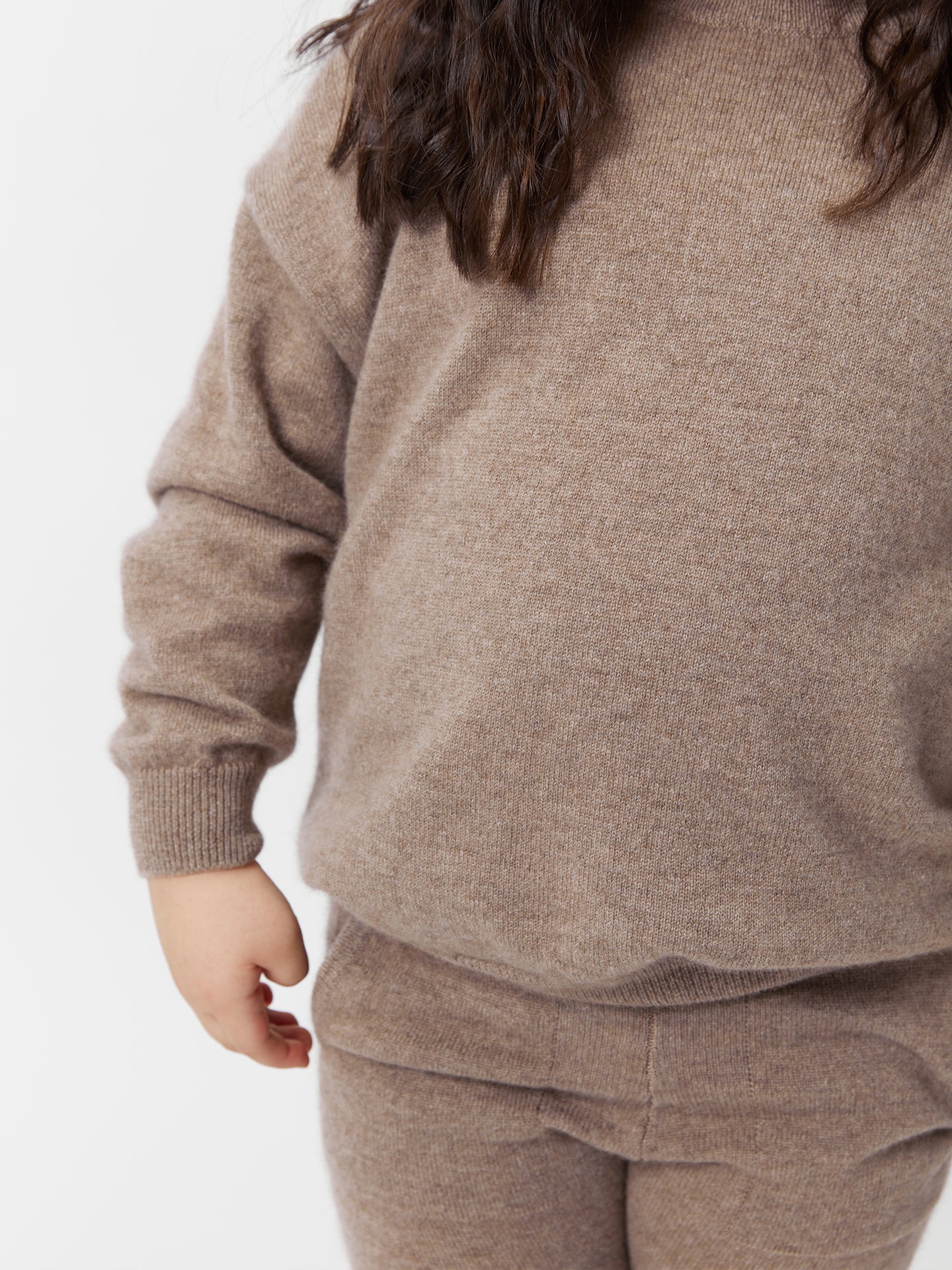 Kids Cashmere Crew Neck Sweater Taupe - Gobi Cashmere