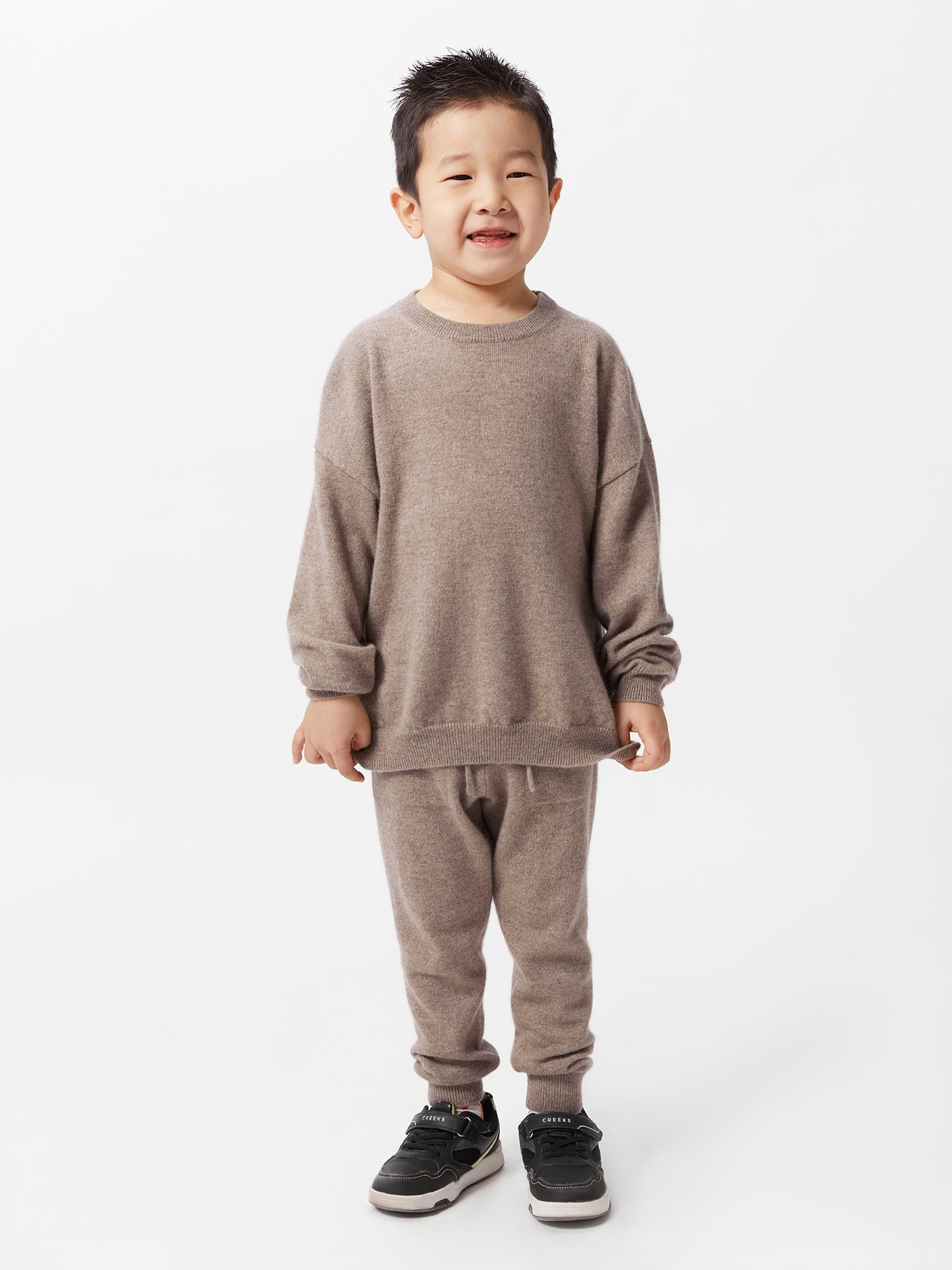 Kids Cashmere Track Pants Taupe - Gobi Cashmere