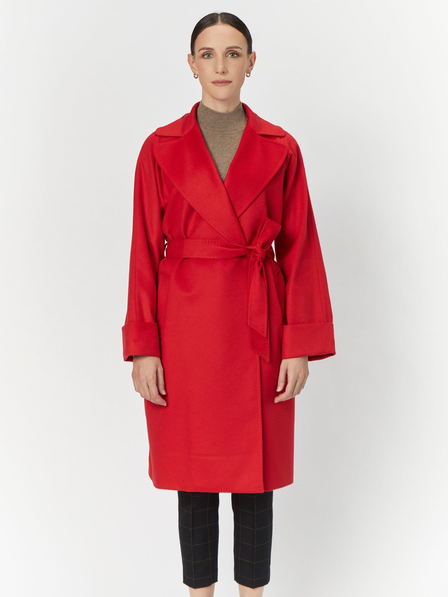 Women's Cashmere Notch Lapel Coat Red - Gobi Cashmere