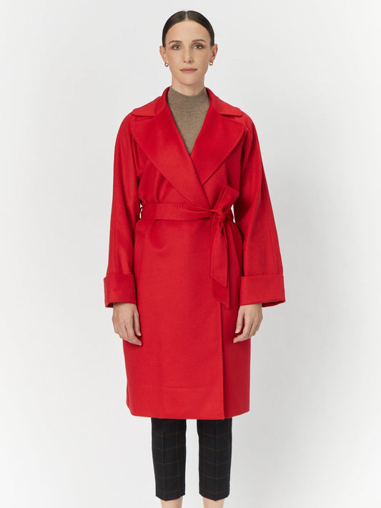 Women's Cashmere Notch Lapel Coat Red - Gobi Cashmere