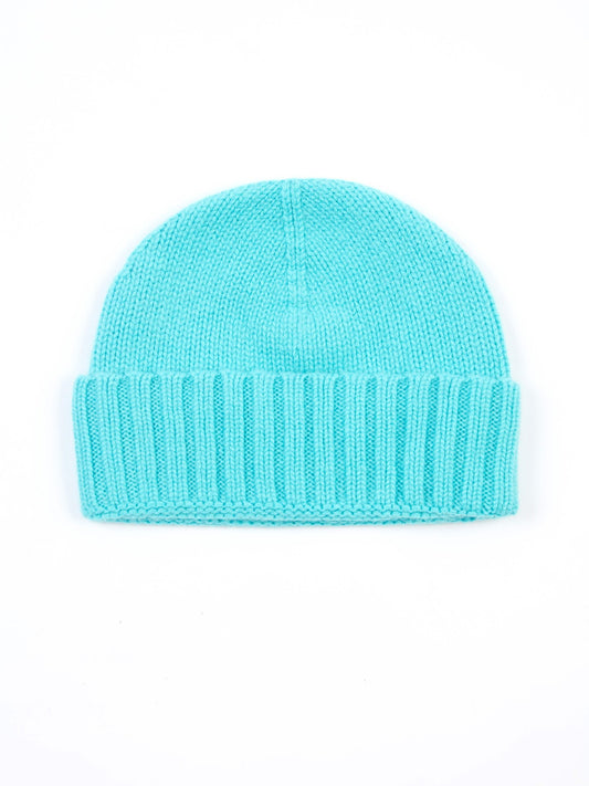 Women's Cashmere Rib Knit Hat Blue Curacao - Gobi Cashmere