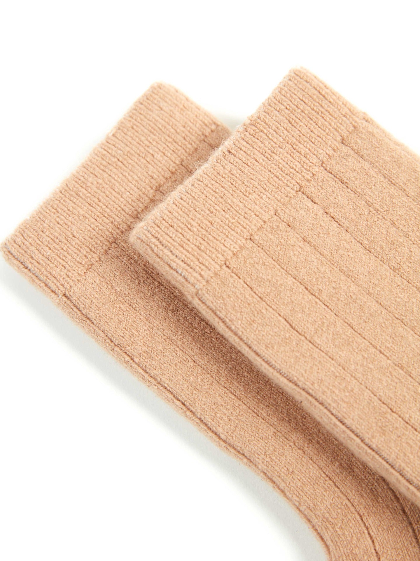 Unisex Cashmere Rib Knit Socks Light Camel - Gobi Cashmere