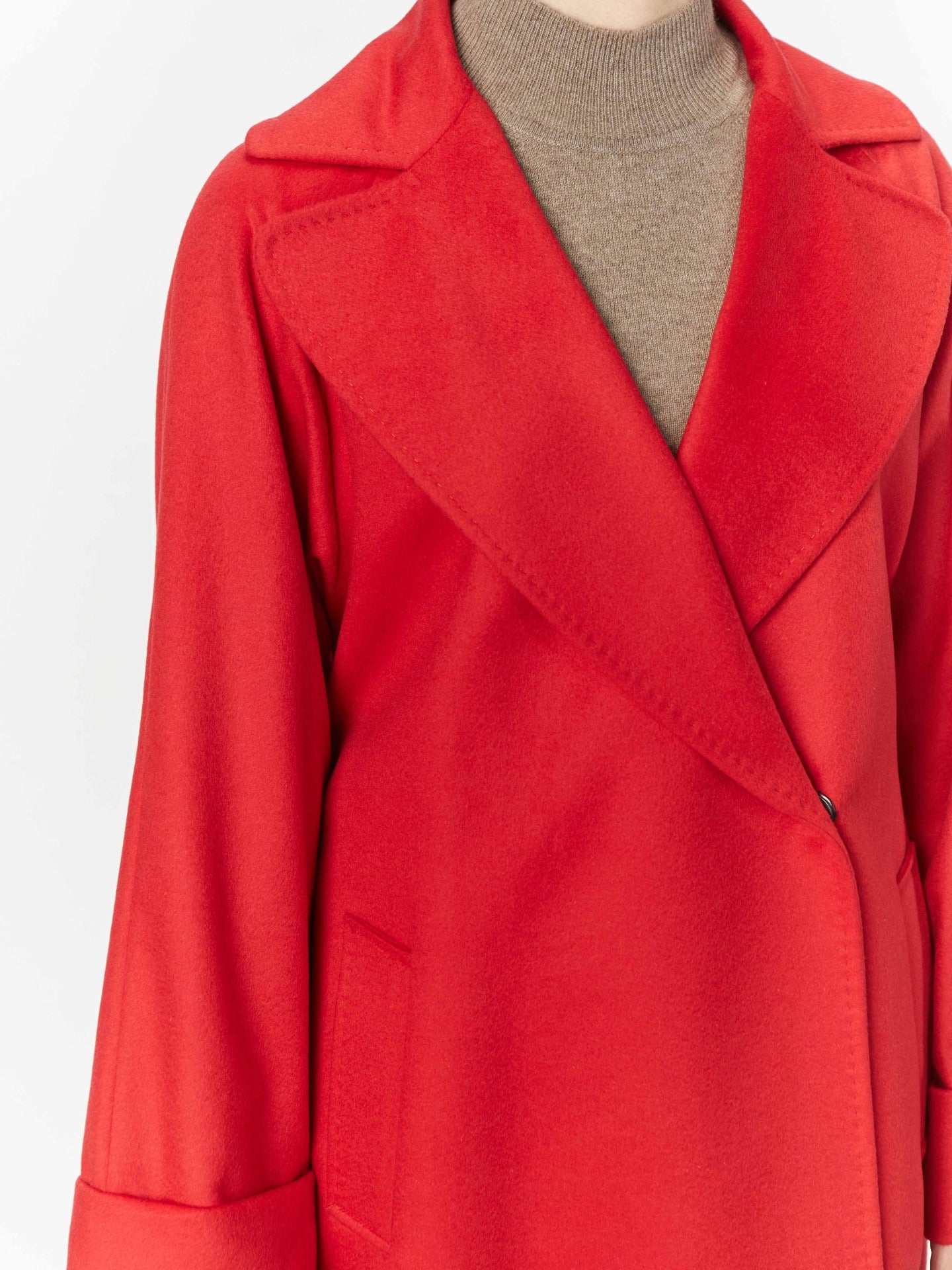 Women's Cashmere Notch Lapel Coat Red - Gobi Cashmere