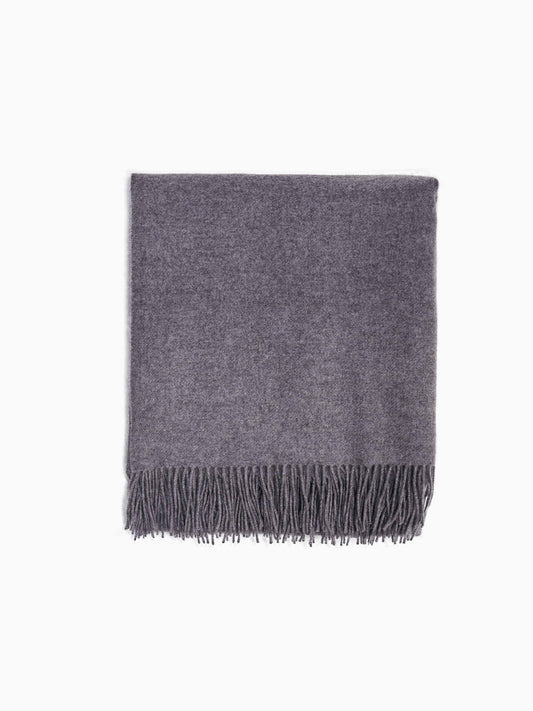 Unisex Cashmere Medium Blanket With Fringe Gray - Gobi Cashmere