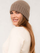 Women's Cashmere Rib Knit Hat Taupe - Gobi Cashmere