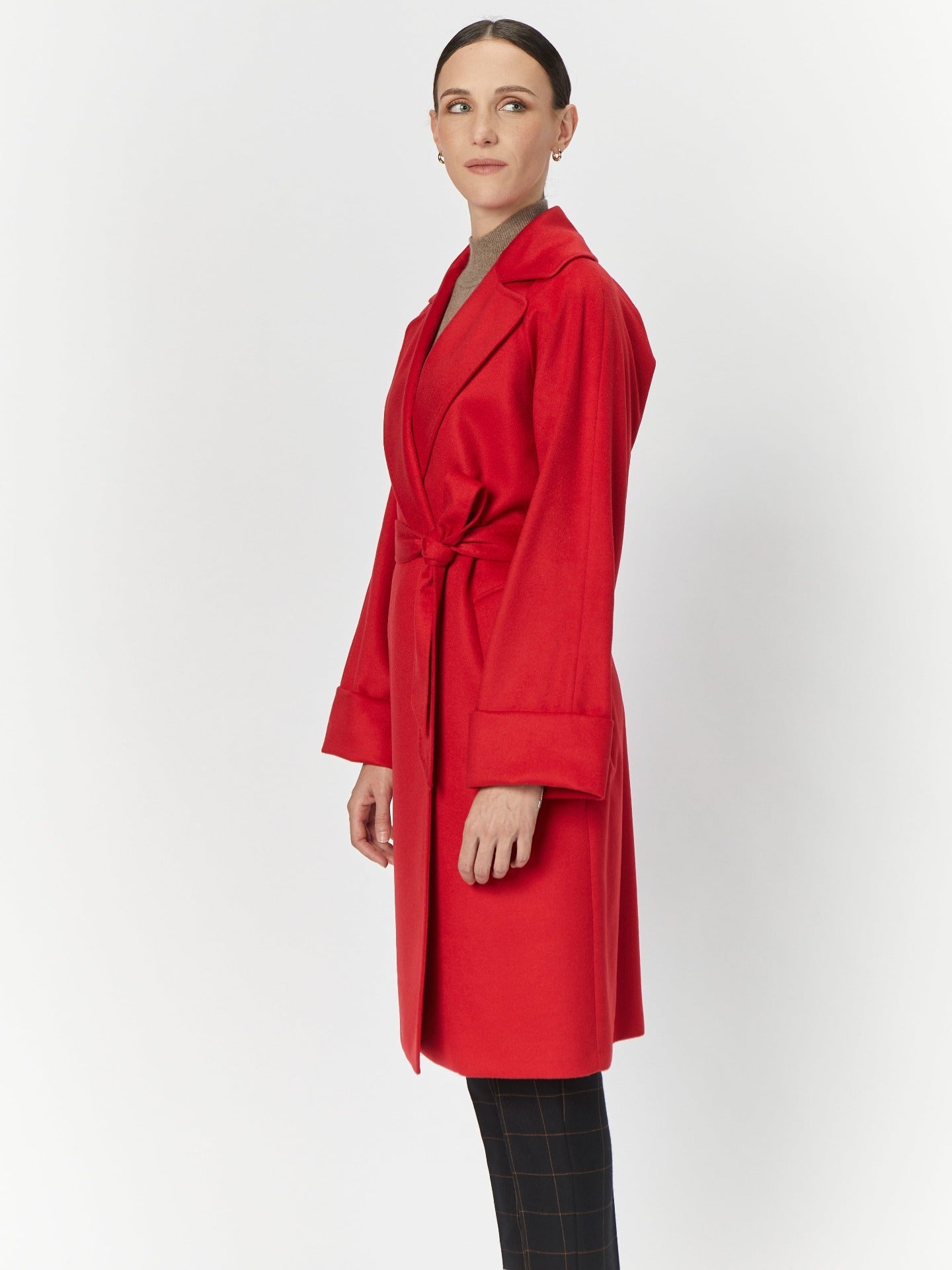 Women's Cashmere Notch Lapel Coat Red - Gobi Cashmere