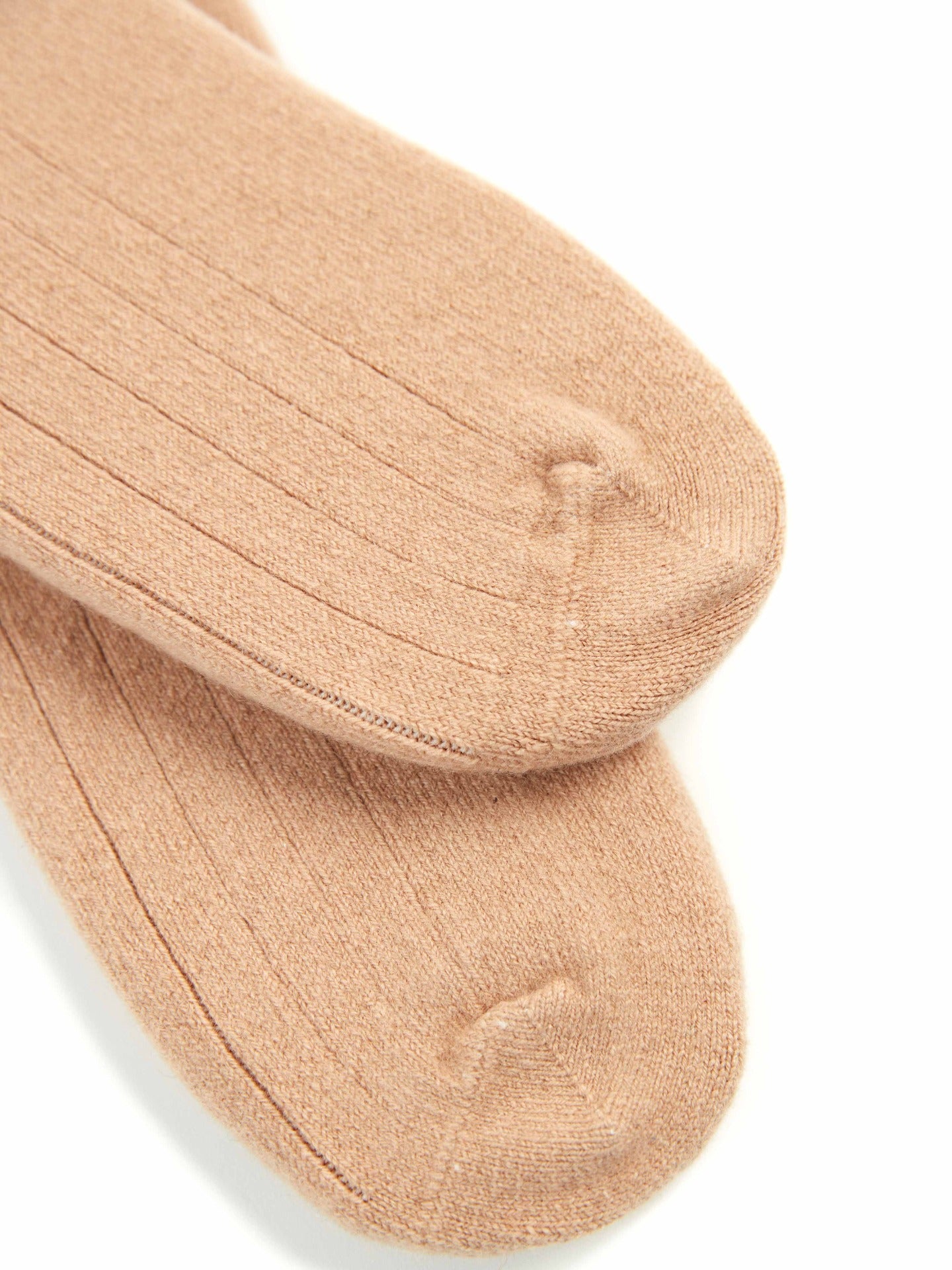 Unisex Cashmere Rib Knit Socks Light Camel - Gobi Cashmere