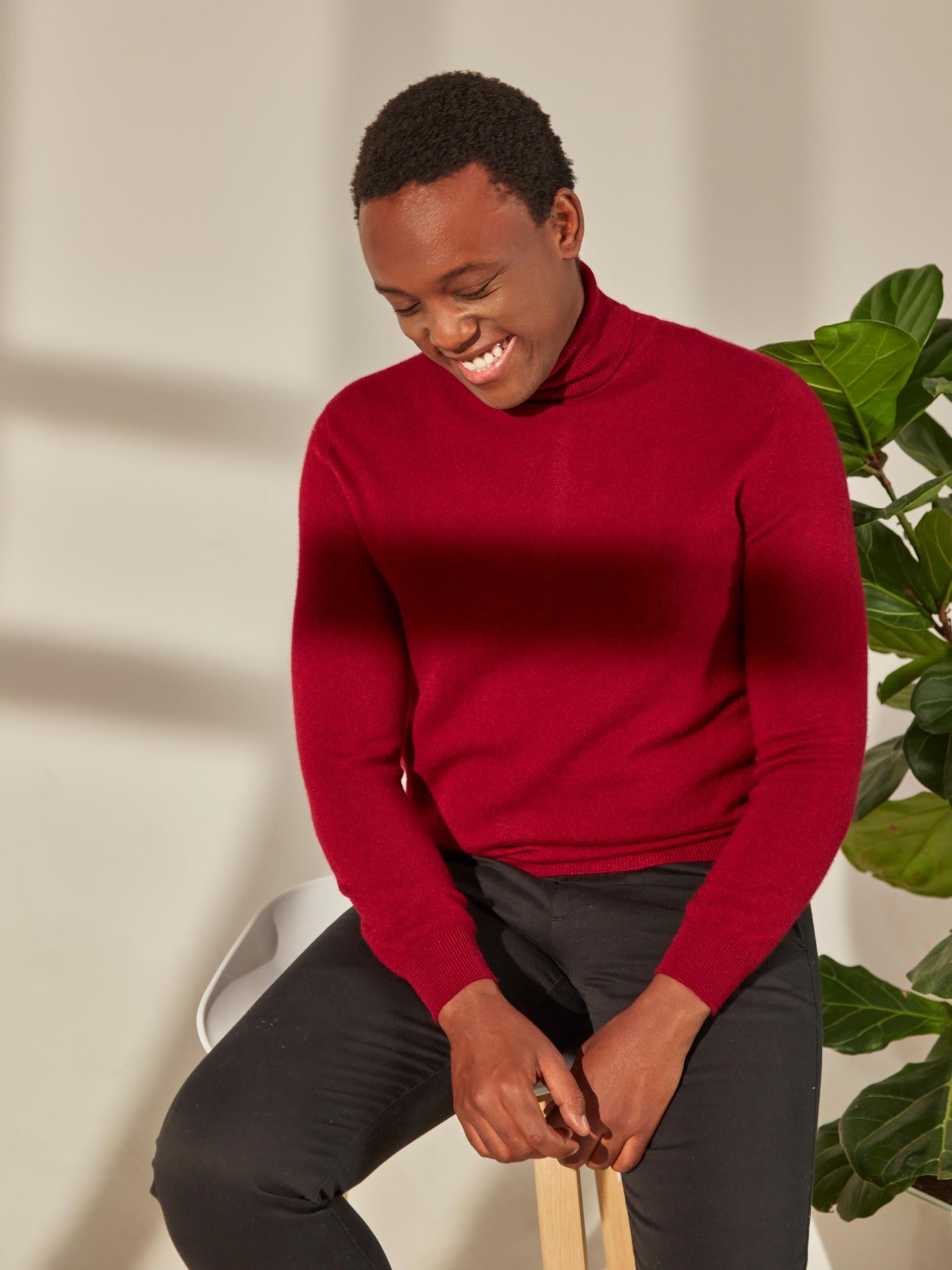 Men's Cashmere Turtle Neck Sweater Bordeaux - Gobi Cashmere