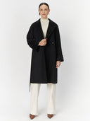 Women's Cashmere Notch Lapel Coat Black - Gobi Cashmere #color_black