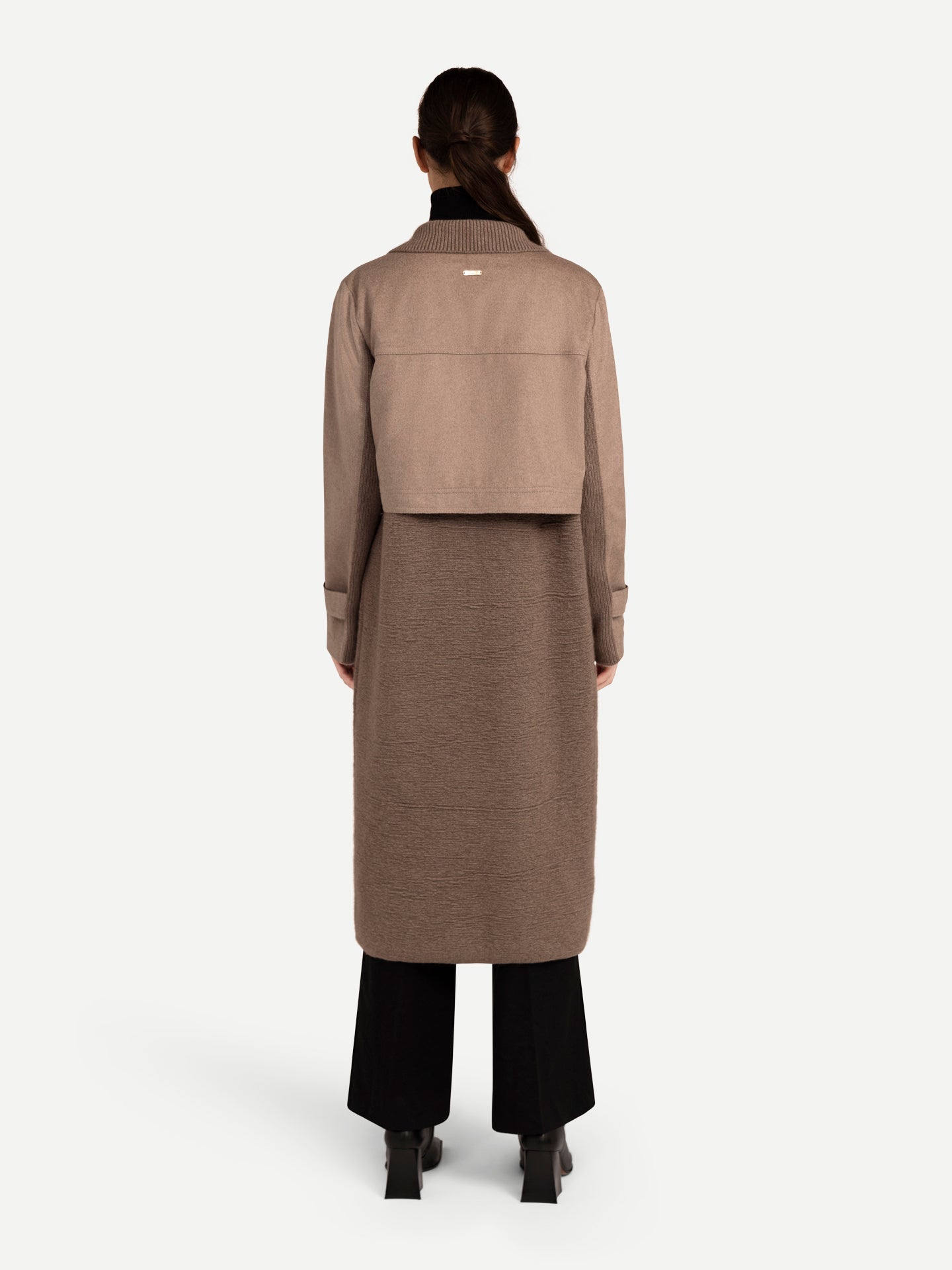 Women's Organic Cashmere Notched-Lapel Cashmere Coat Taupe - Gobi Cashmere