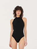 Women's Cashmere Tube Neck Bodysuit Black - Gobi Cashmere #color_black
