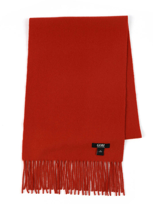 Unisex Cashmere Fringed Scarf Red Clay - Gobi Cashmere