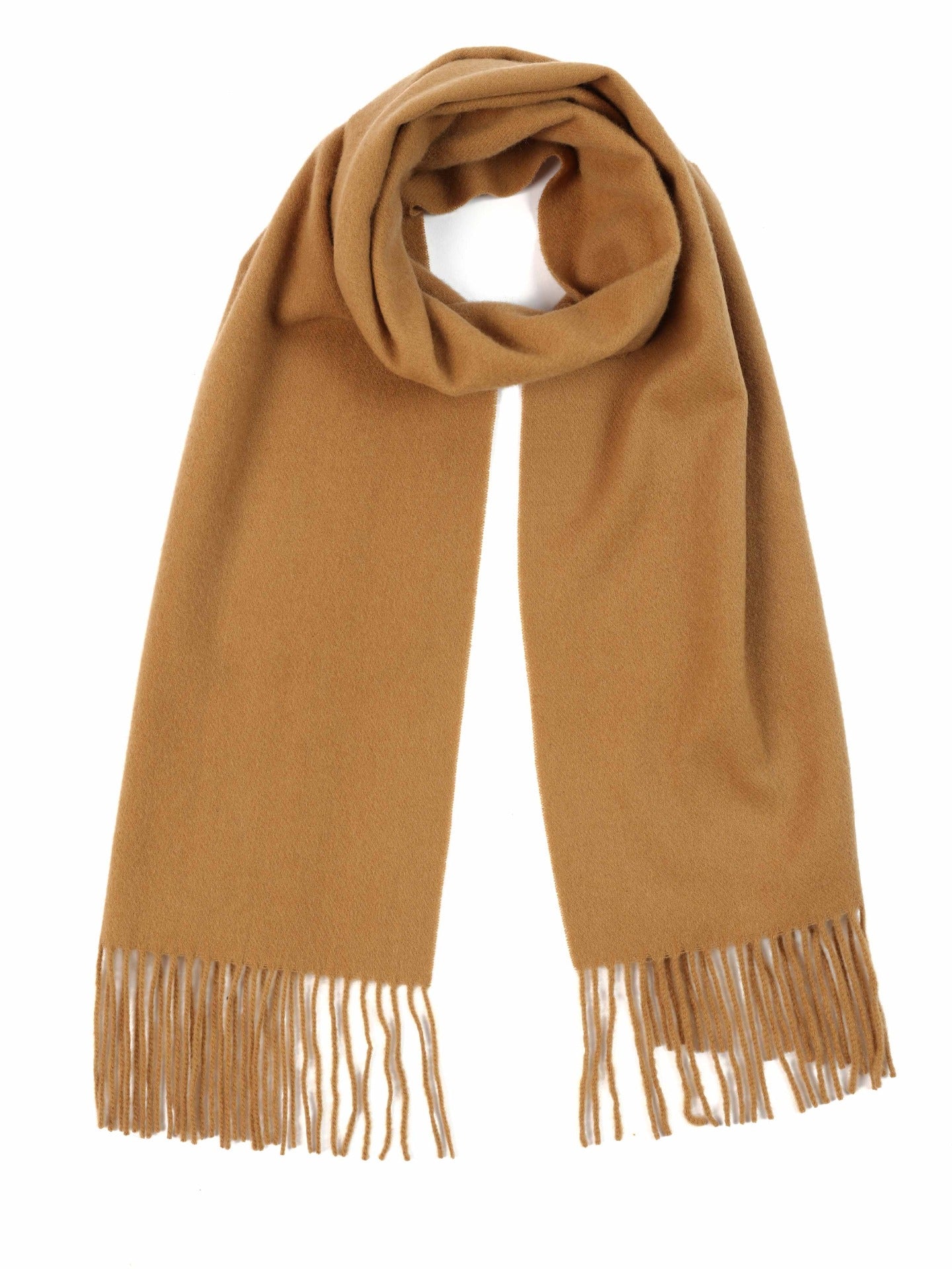 Unisex Cashmere Fringed Scarf Almond - Gobi Cashmere