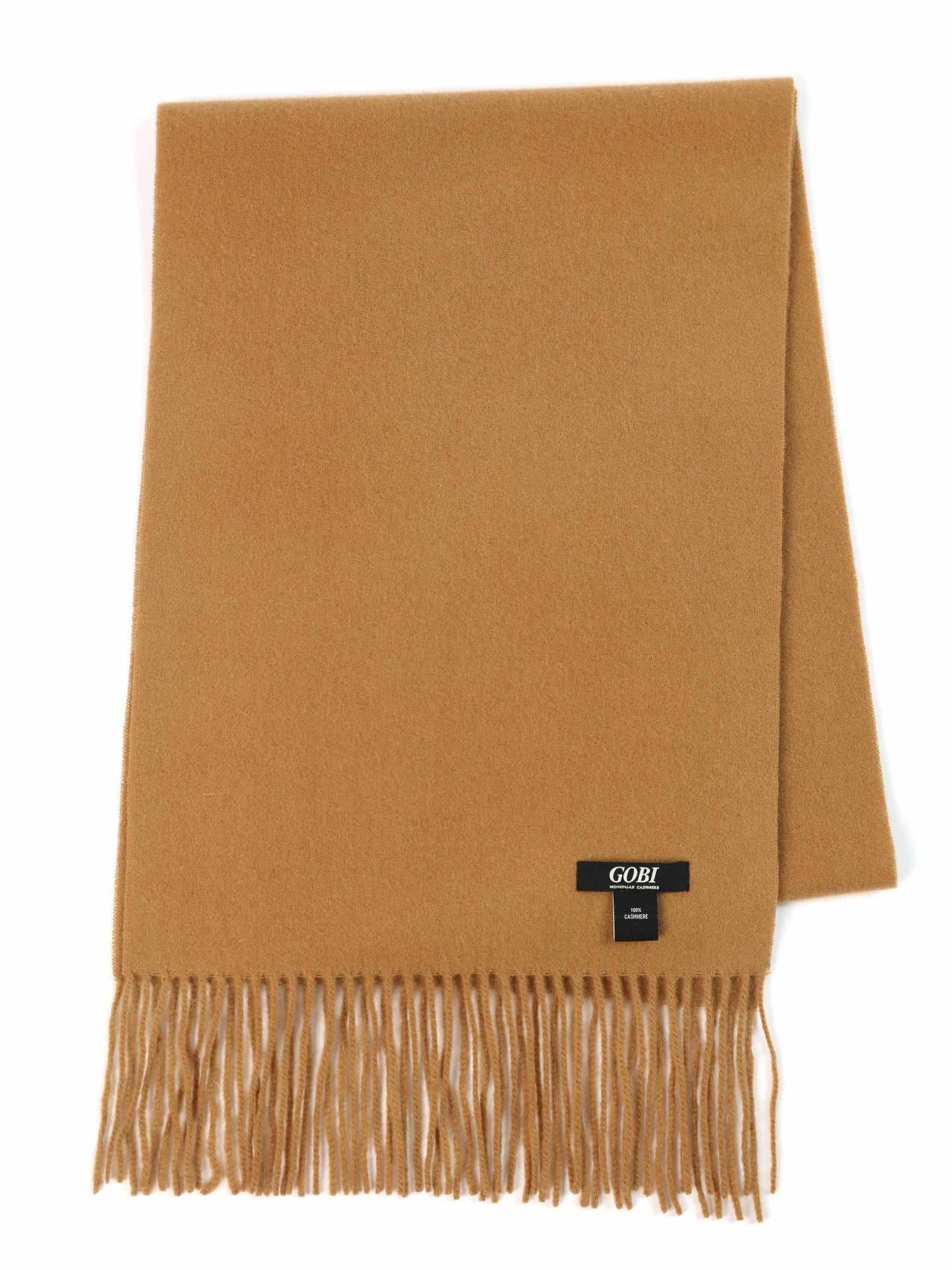 Unisex Cashmere Fringed Scarf Almond - Gobi Cashmere