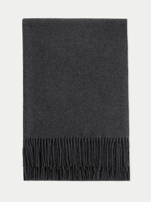 Unisex Cashmere Oversized Woven Scarf Charcoal - Gobi Cashmere