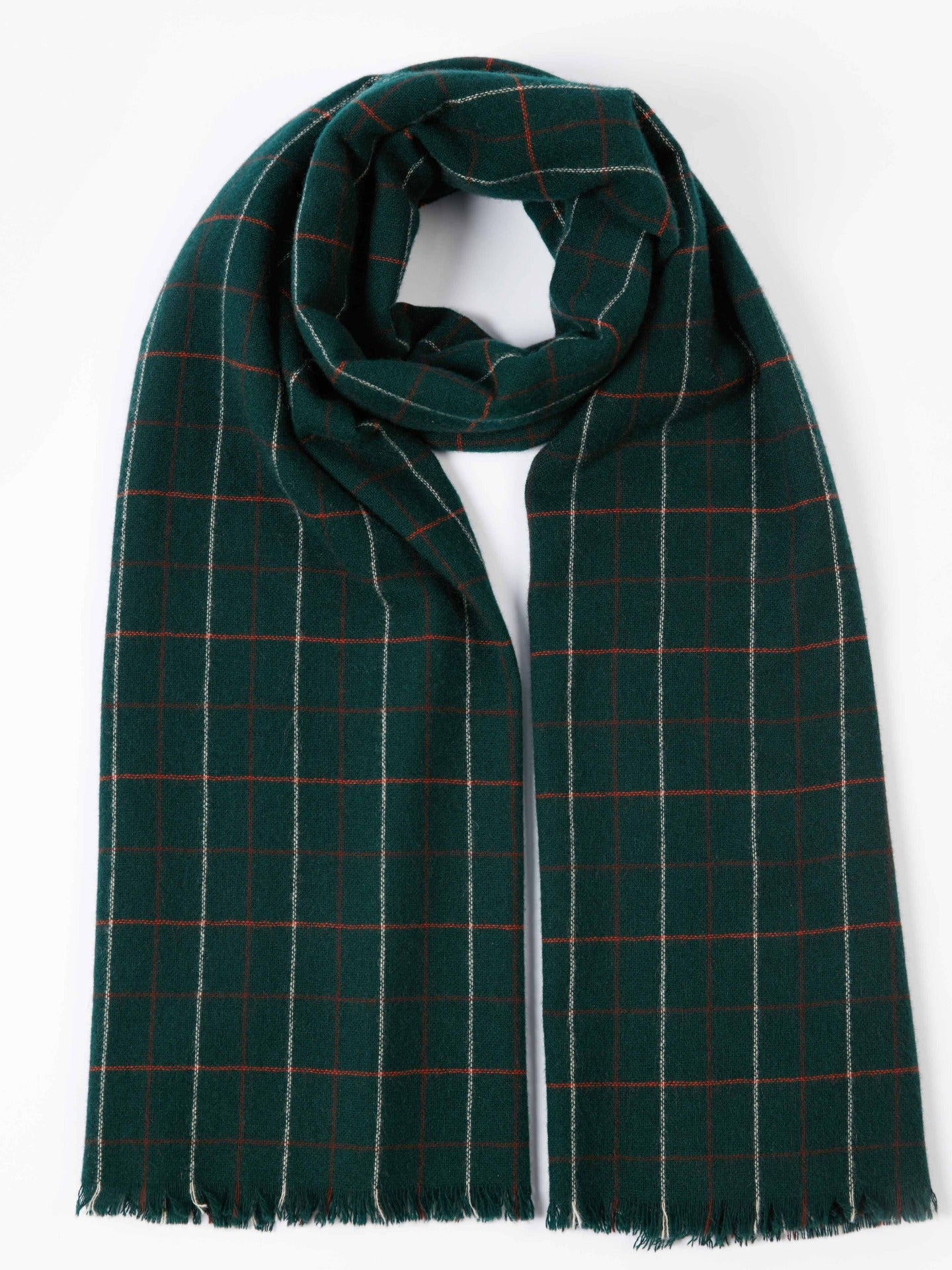 Men's Cashmere Micro Check Scarf Dark Green - Gobi Cashmere