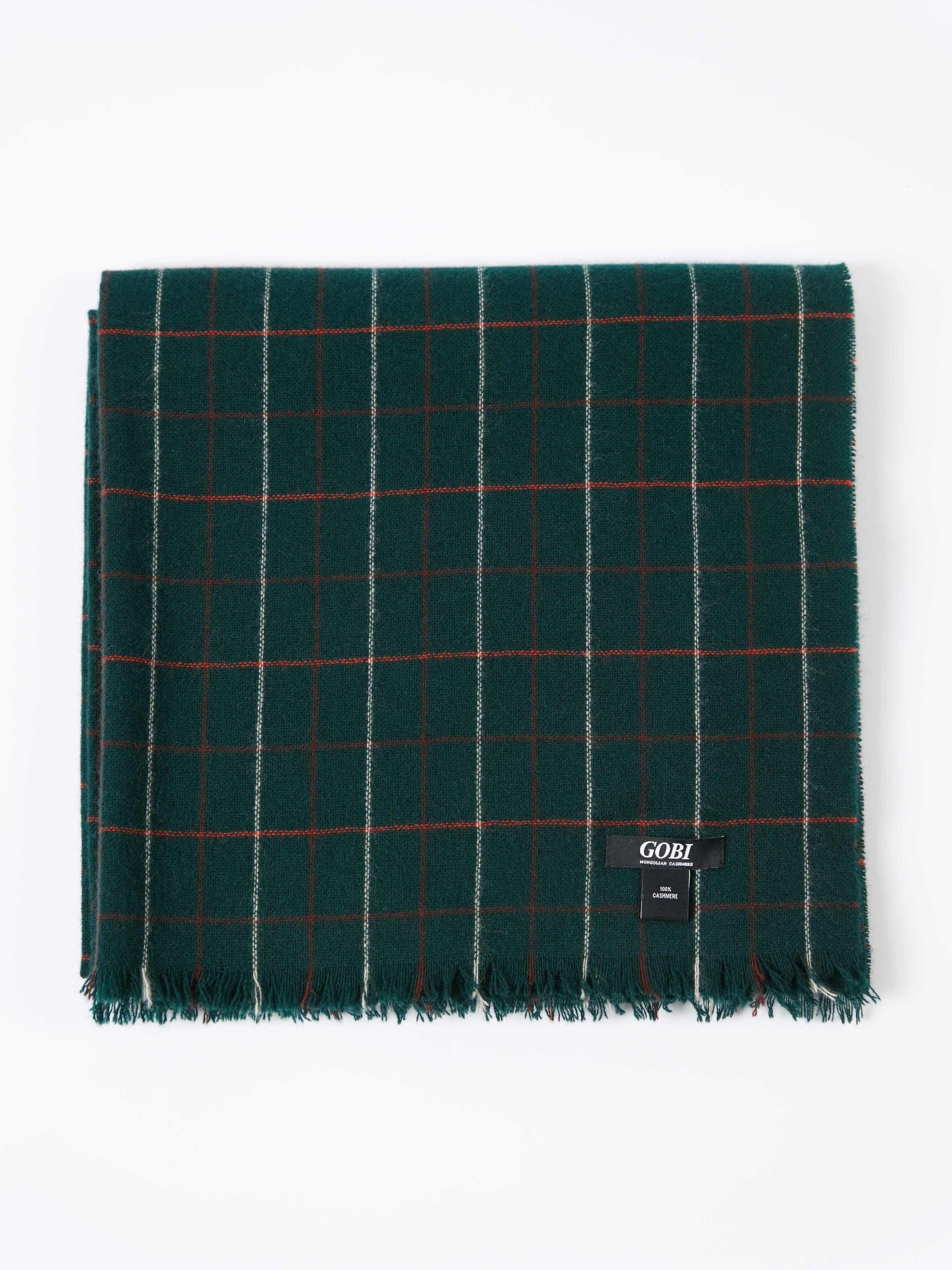 Men's Cashmere Micro Check Scarf Dark Green - Gobi Cashmere