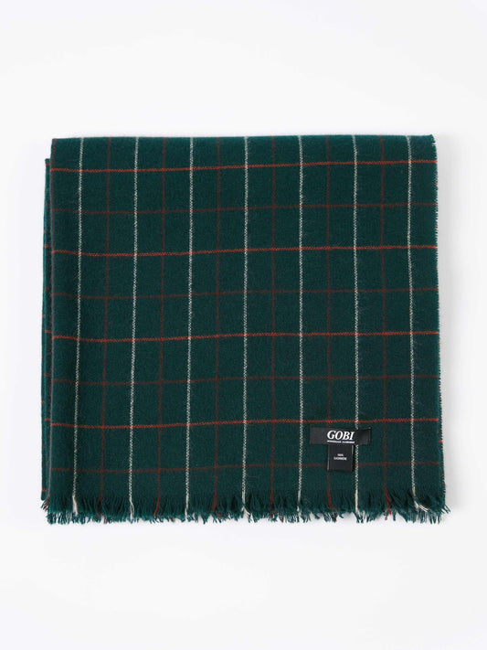 Men's Cashmere Micro Check Scarf Dark Green - Gobi Cashmere