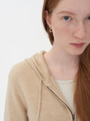 Women's Cashmere Full-Zip Hoodie Beige - Gobi Cashmere #color_beige