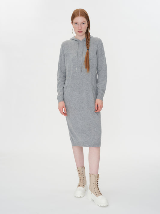Women's Cashmere Hooded Midi Dress Vapor Blue - Gobi Cashmere