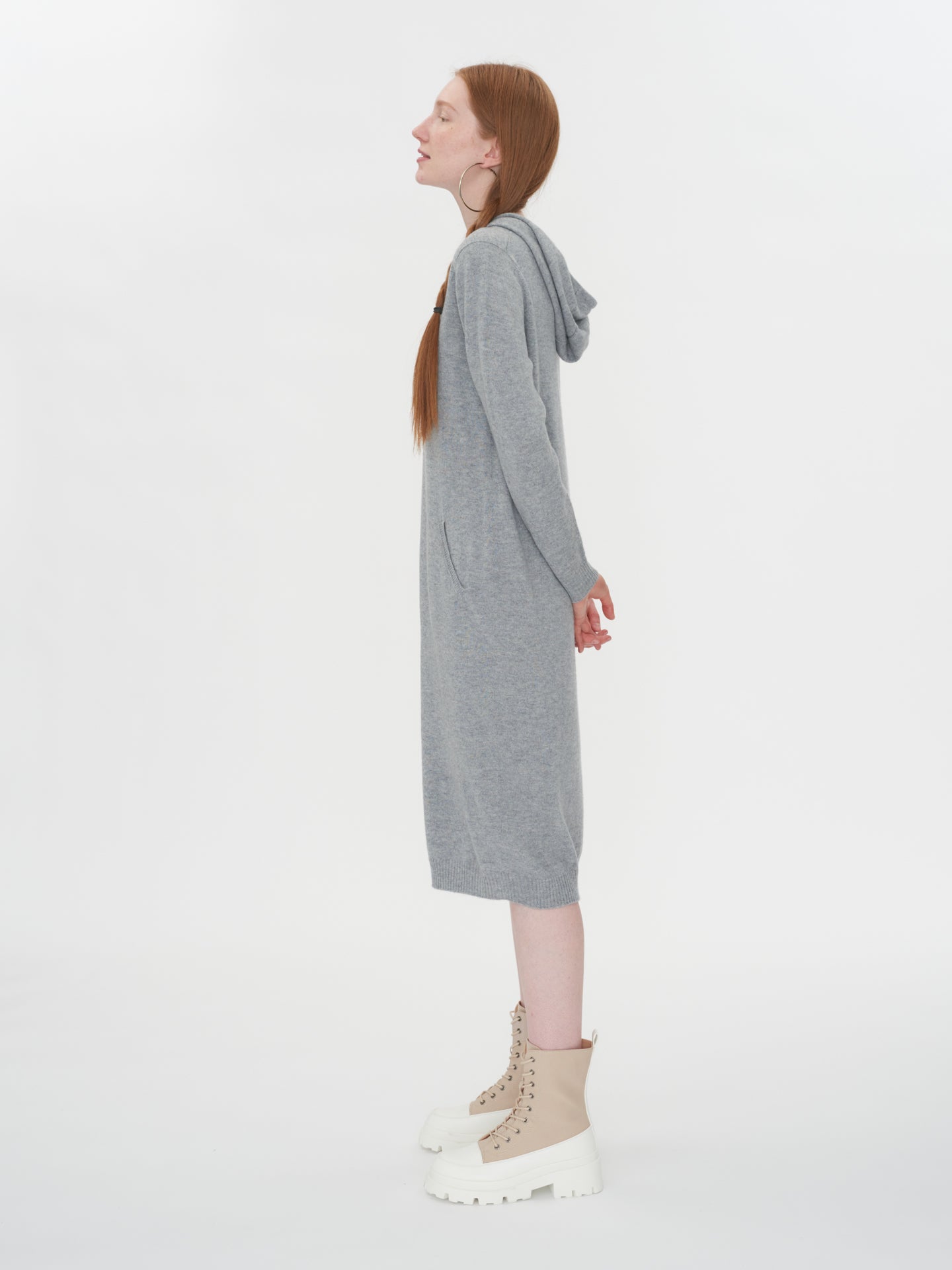 Women's Cashmere Hooded Midi Dress Vapor Blue - Gobi Cashmere