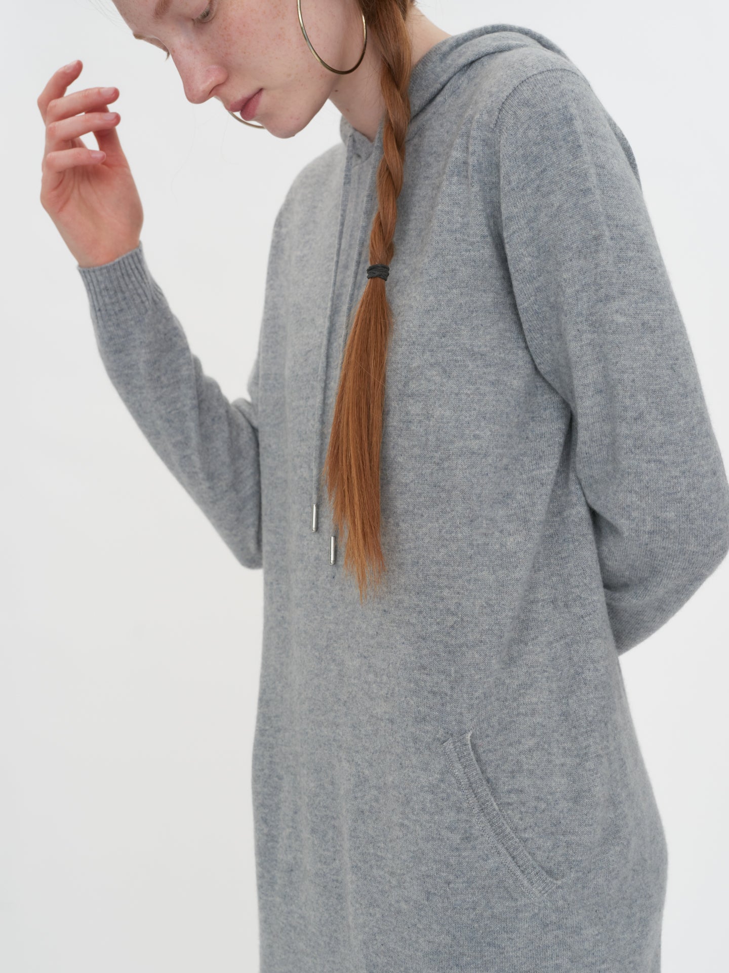 Women's Cashmere Hooded Midi Dress Vapor Blue - Gobi Cashmere