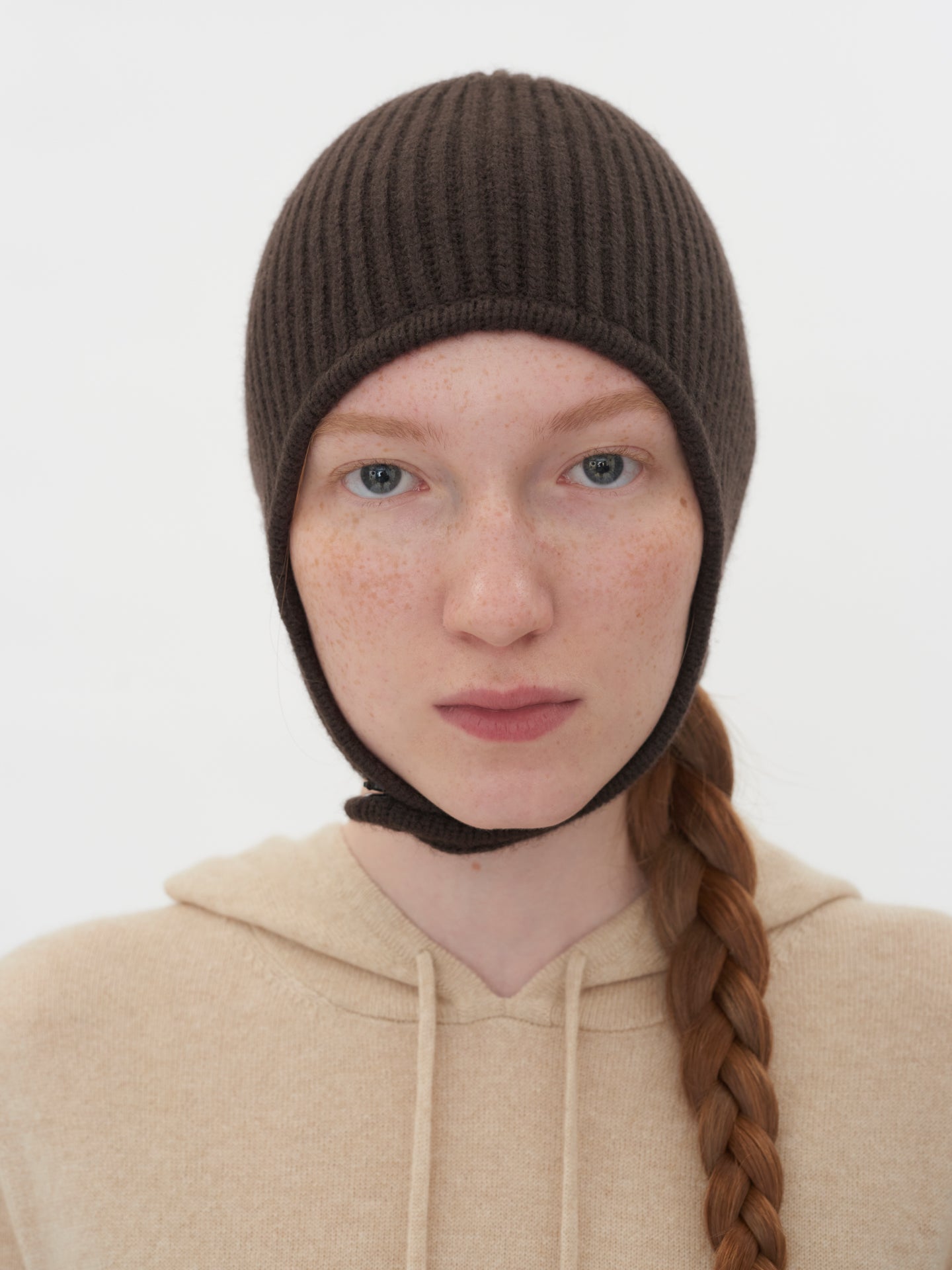 Unisex Cashmere Knitted Aviator Cap Turkish Coffee - Gobi Cashmere