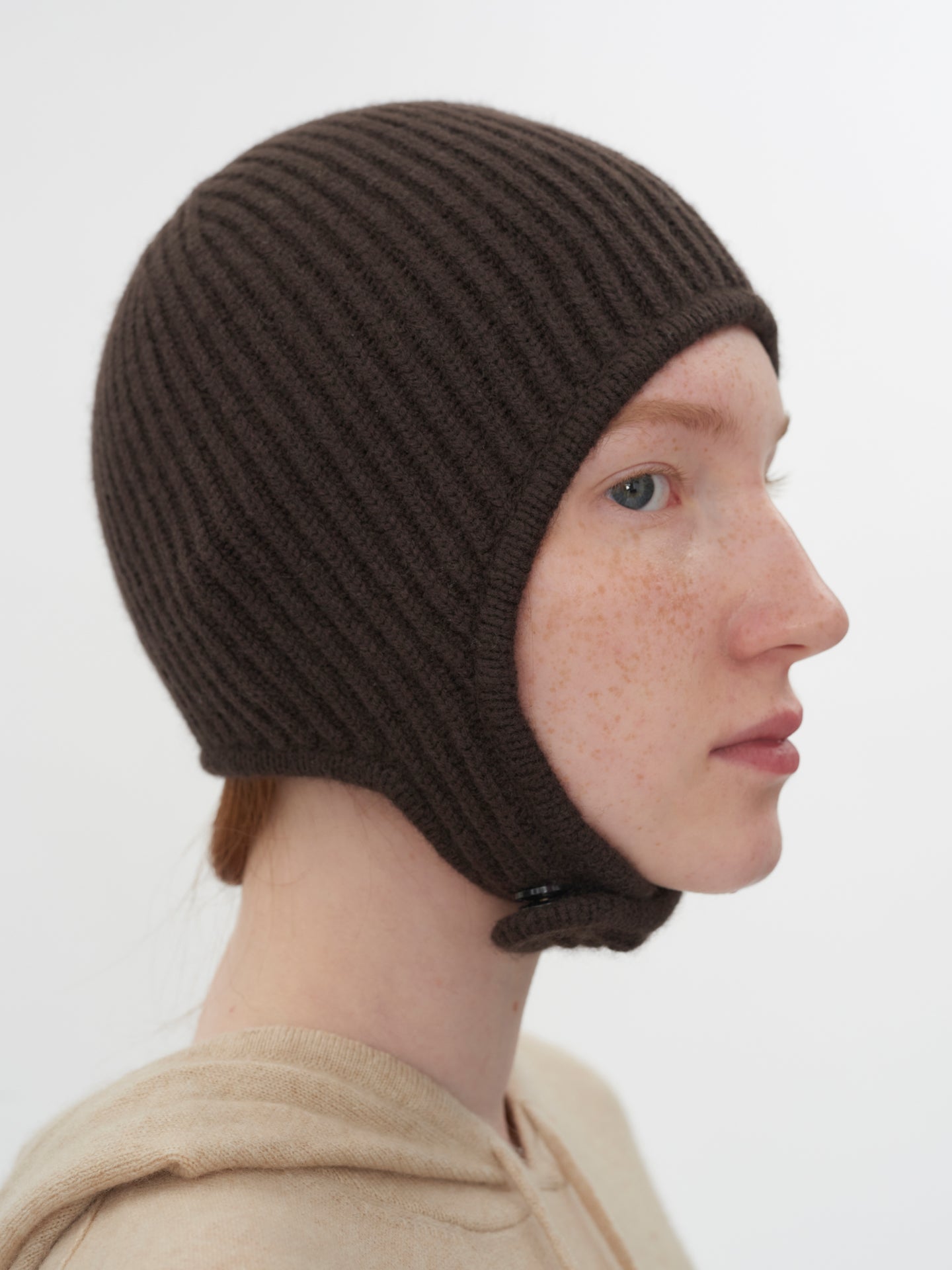 Unisex Cashmere Knitted Aviator Cap Turkish Coffee - Gobi Cashmere