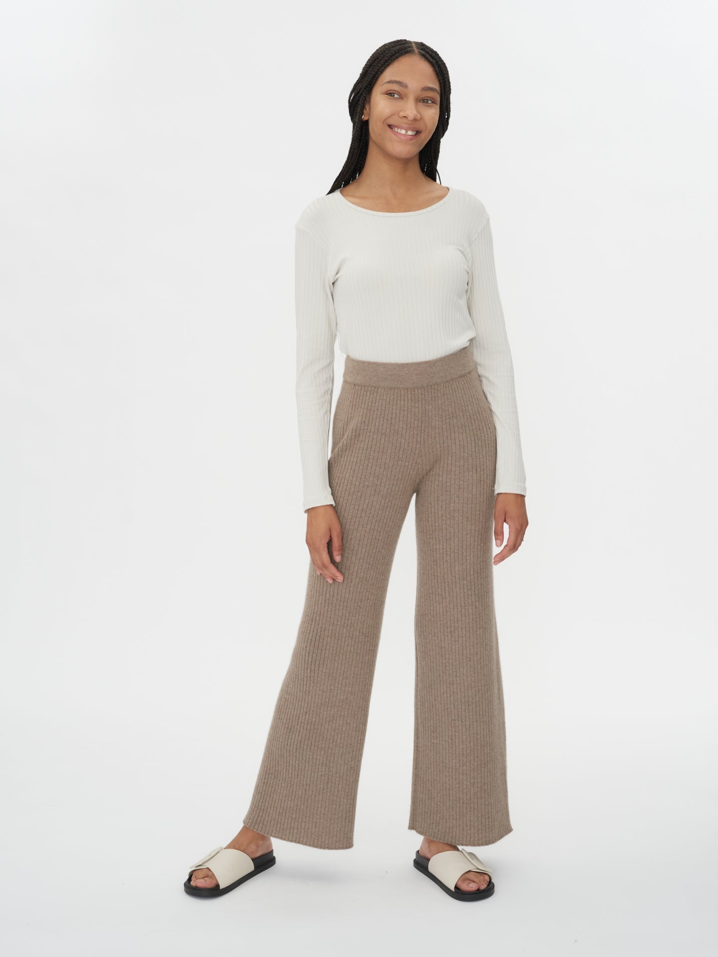 Women's Cashmere Pants Taupe - Gobi Cashmere