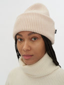 Unisex Cashmere Ribbed Chunky Beanie Crème Brulee - Gobi Cashmere