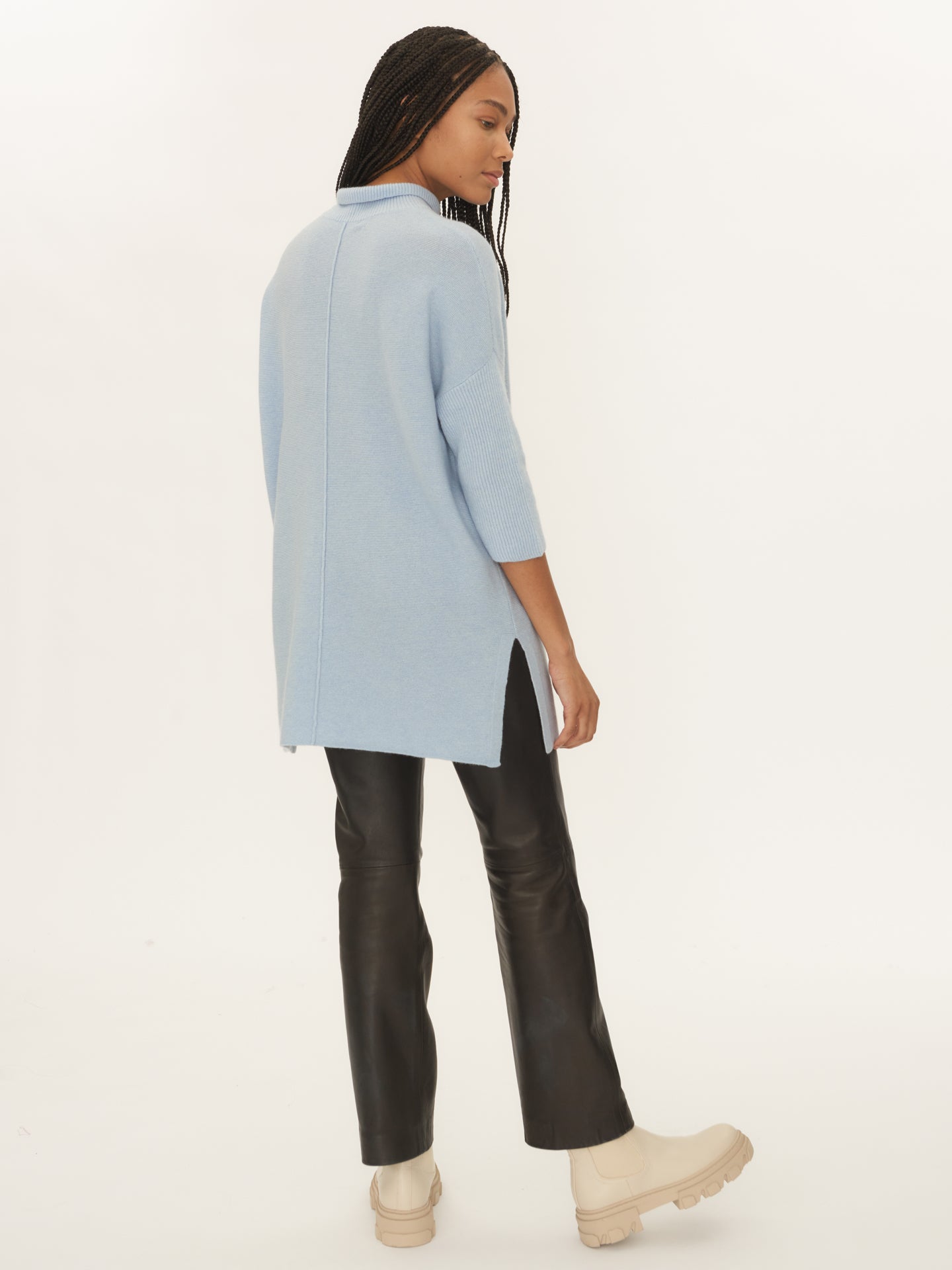 Women's Cashmere Long High Neck Sweater Winter Sky - Gobi Cashmere