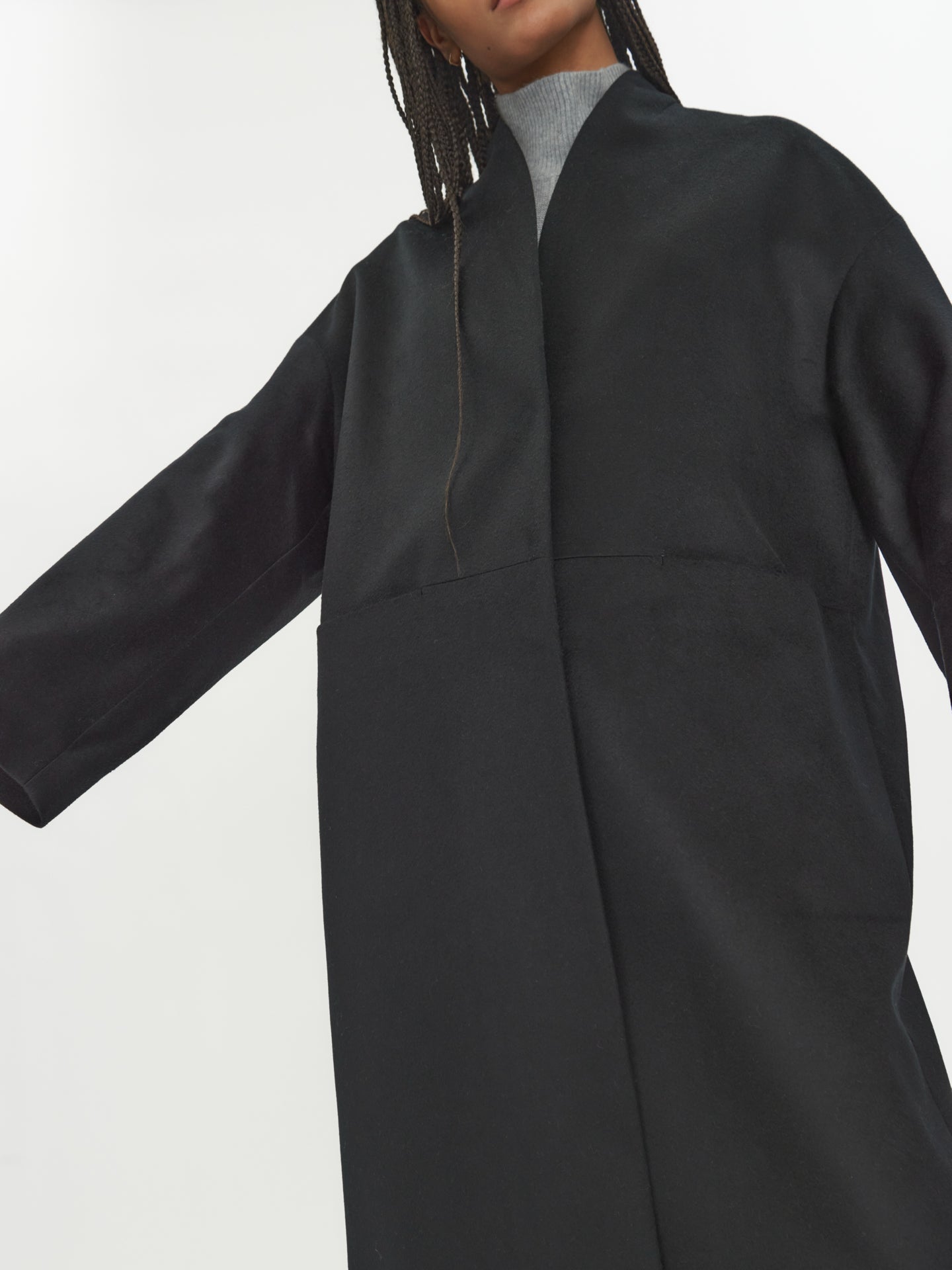 Women's Cashmere Stand Collar Coat Black - Gobi Cashmere