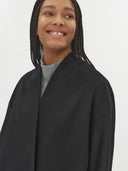 Women's Cashmere Stand Collar Coat Black - Gobi Cashmere #color_black