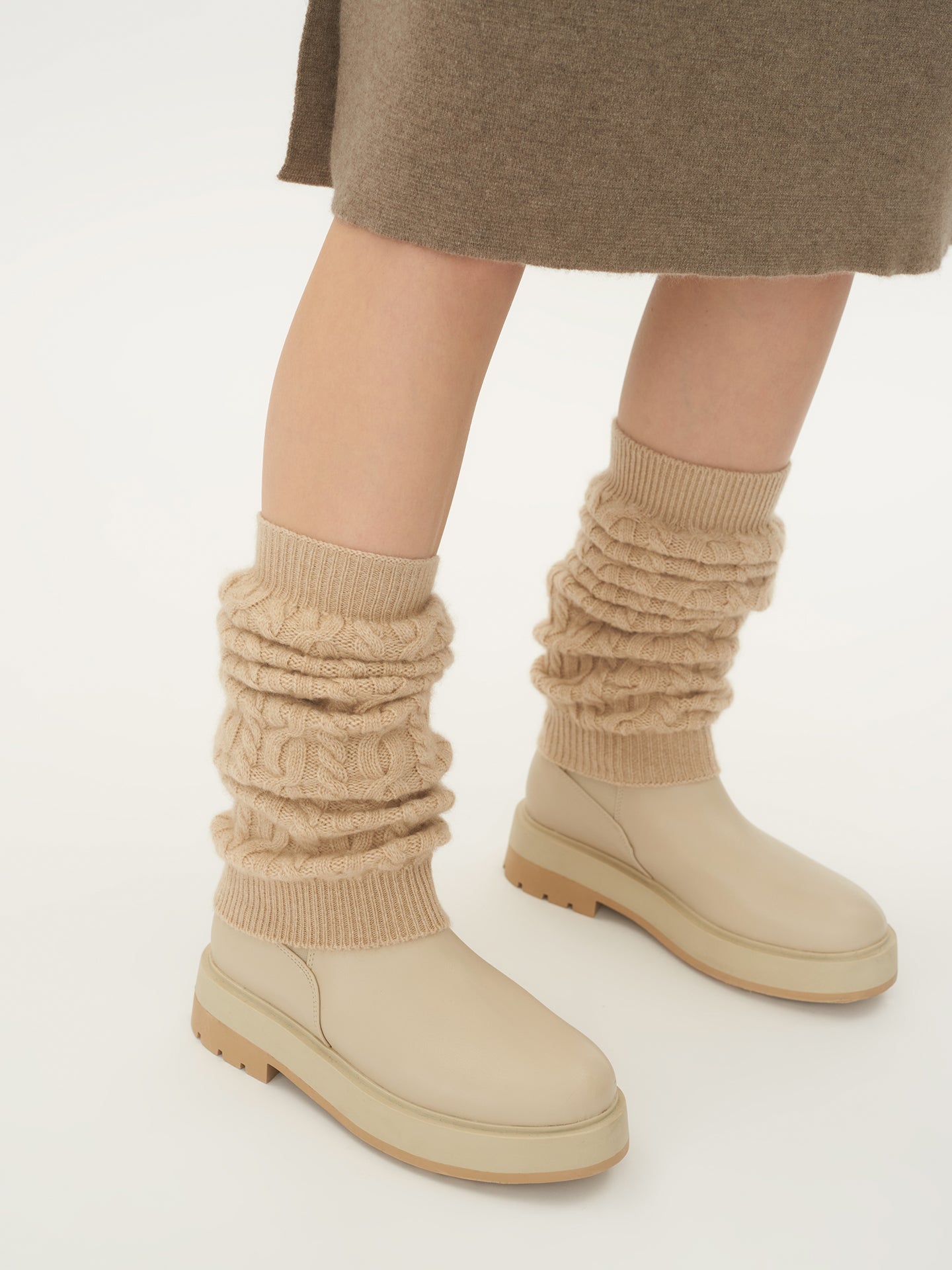 Unisex Cashmere Leg Warmer Beige - Gobi Cashmere