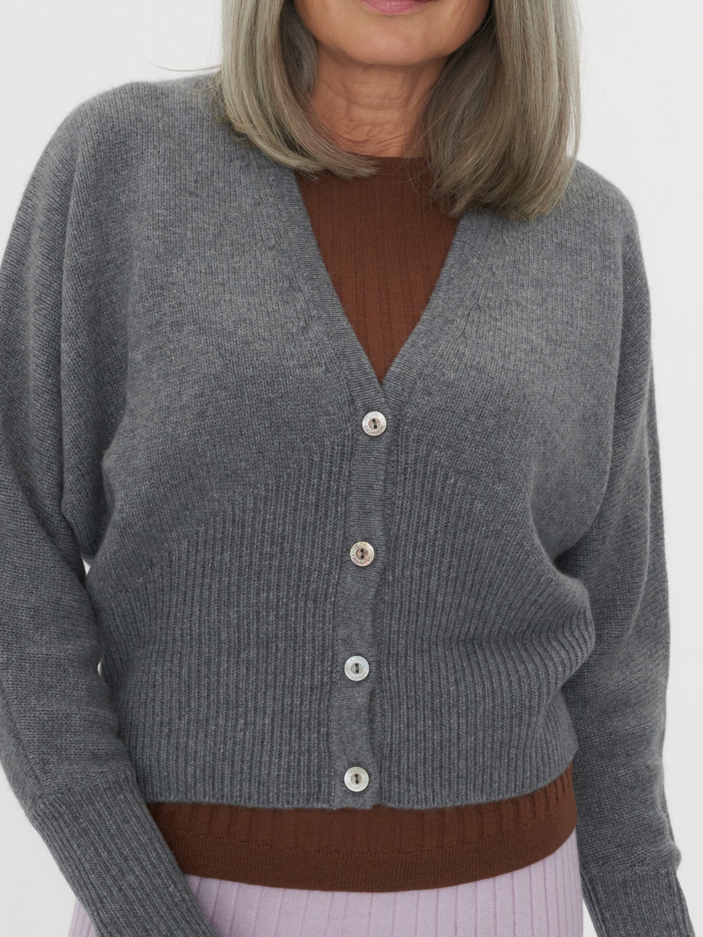 Women's Cashmere Monochrome Cardigan Dim Gray - Gobi Cashmere