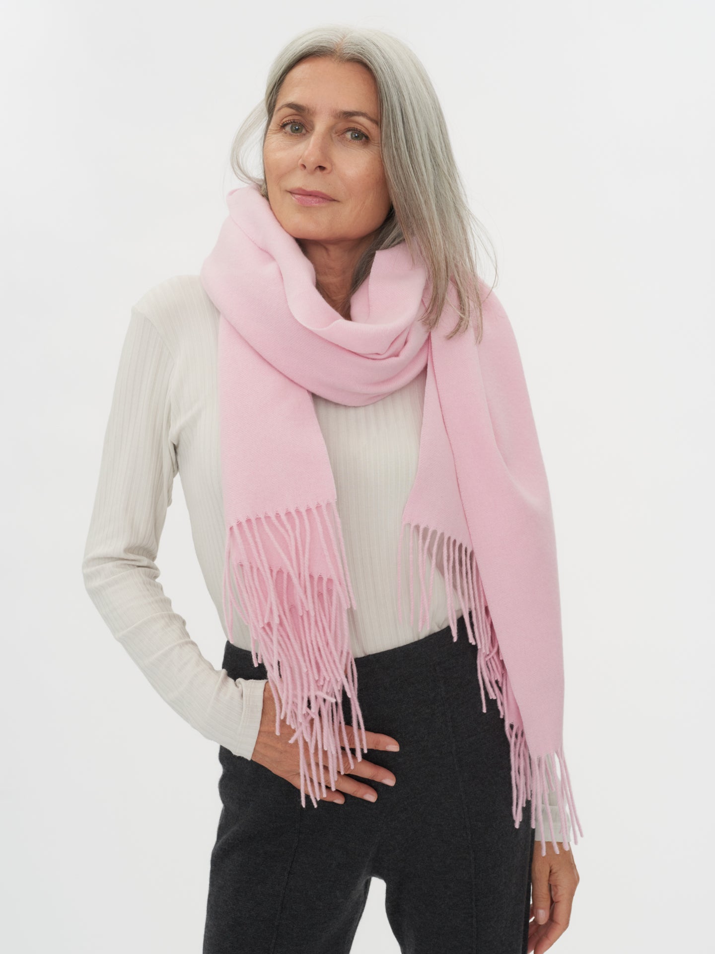 Unisex Cashmere Oversized Woven Scarf Almond Blossom - Gobi Cashmere
