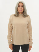 Women's Cashmere High Neck Jumper Beige - Gobi Cashmere #color_beige