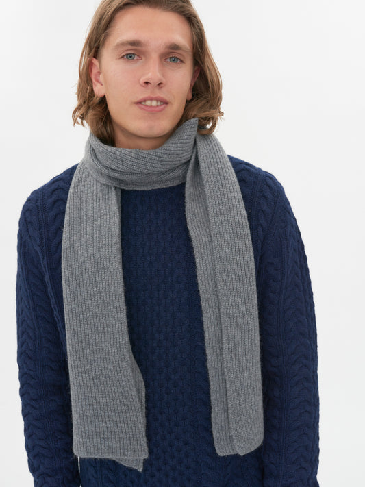 Unisex Cashmere Fisherman Knit Scarf Dim Gray - Gobi Cashmere