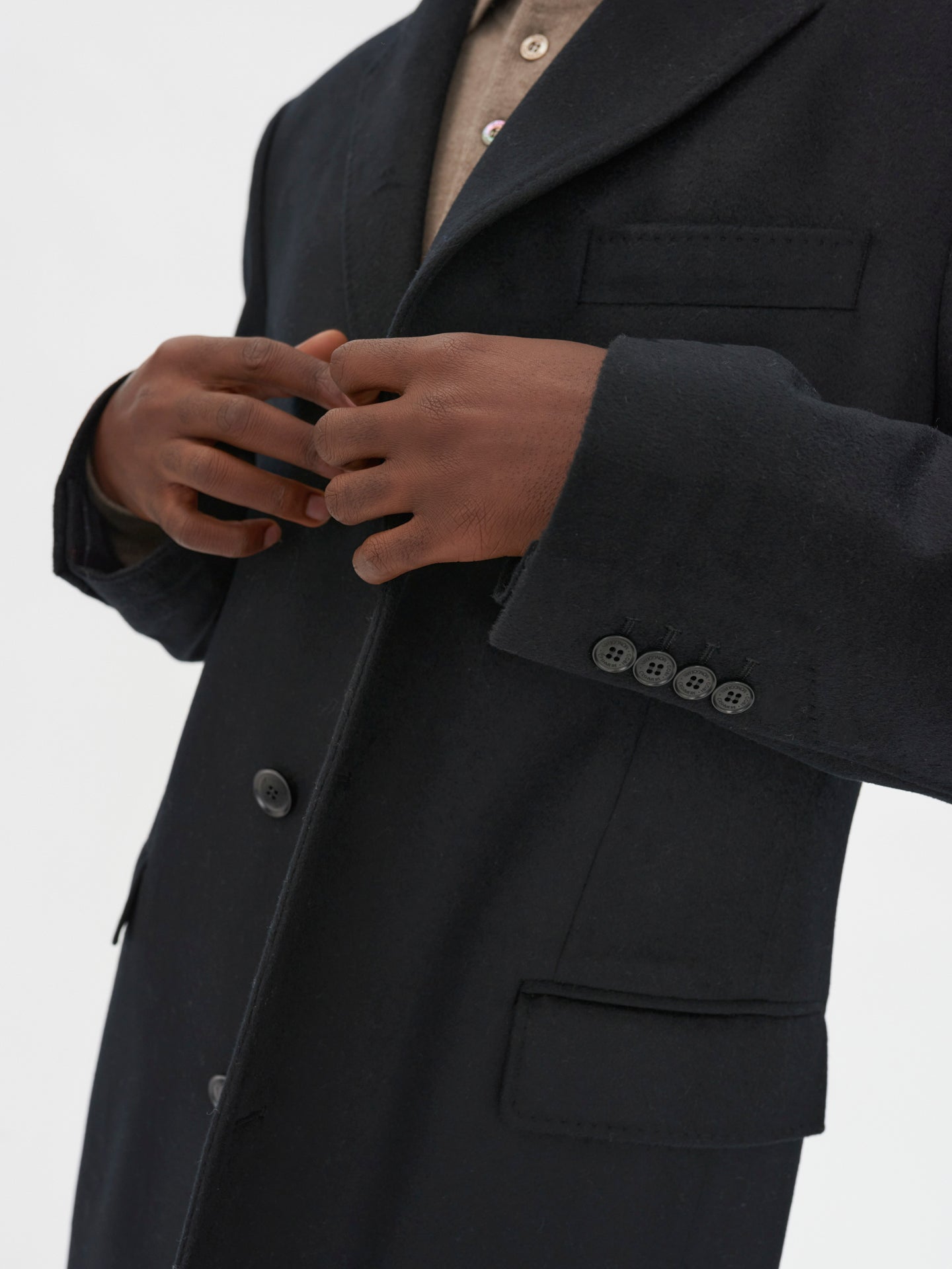 Men's Cashmere Classic Lapel Coat Black - Gobi Cashmere