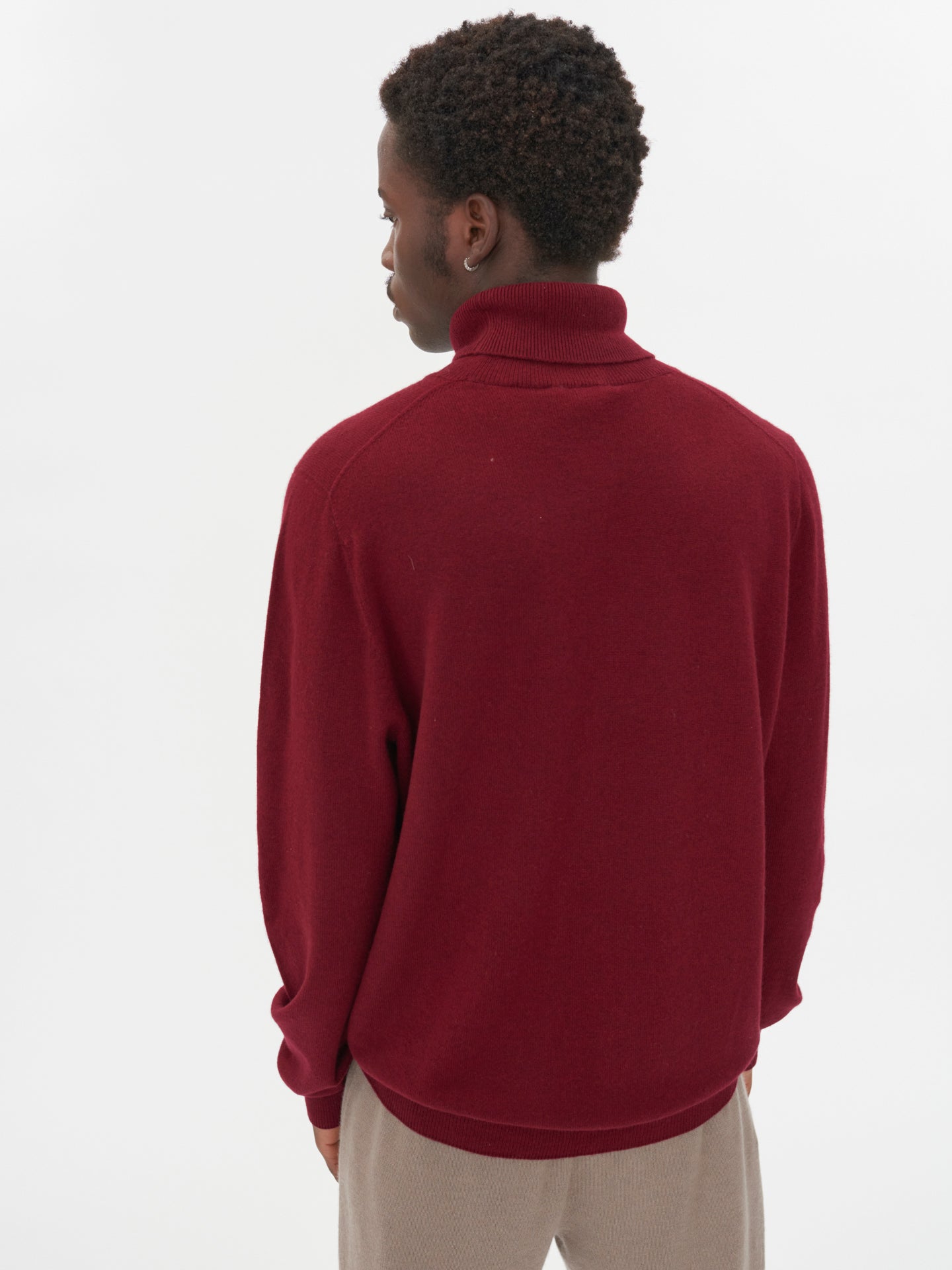 Men's Cashmere Turtle Neck Sweater Bordeaux - Gobi Cashmere