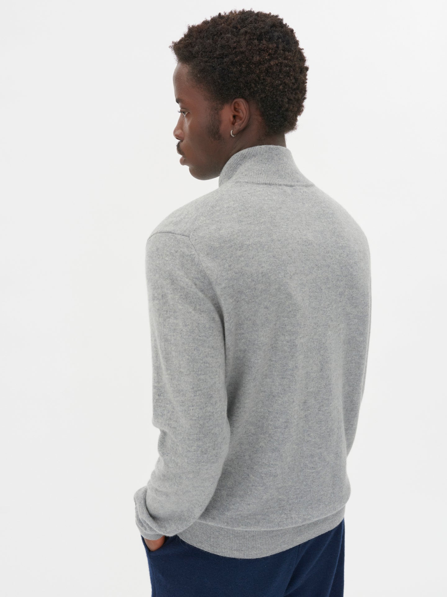 Men's Cashmere Full-Zip Cardigan Light Gray - Gobi Cashmere