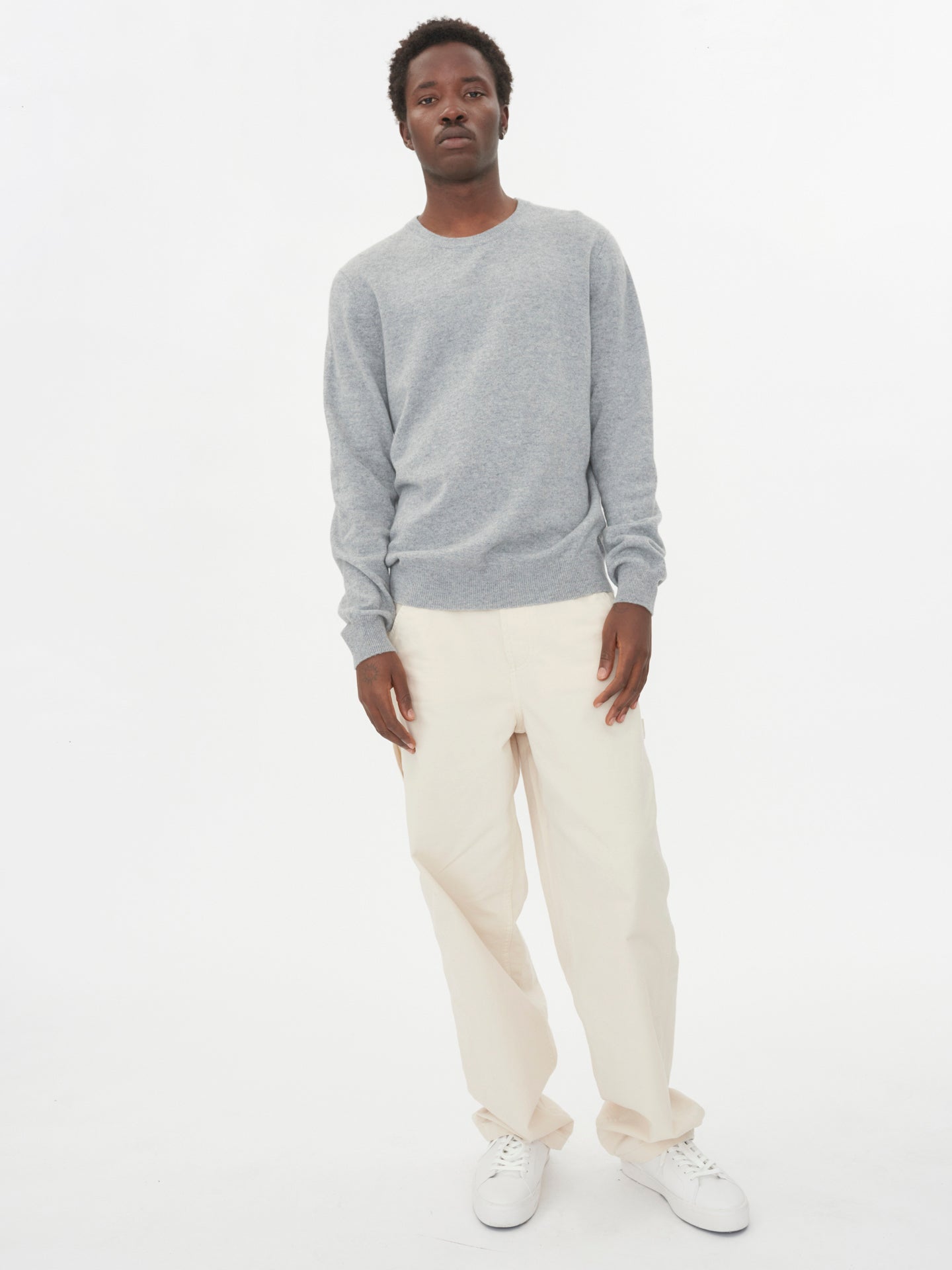 Men's Cashmere Crew Neck Sweater Vapor Blue - Gobi Cashmere