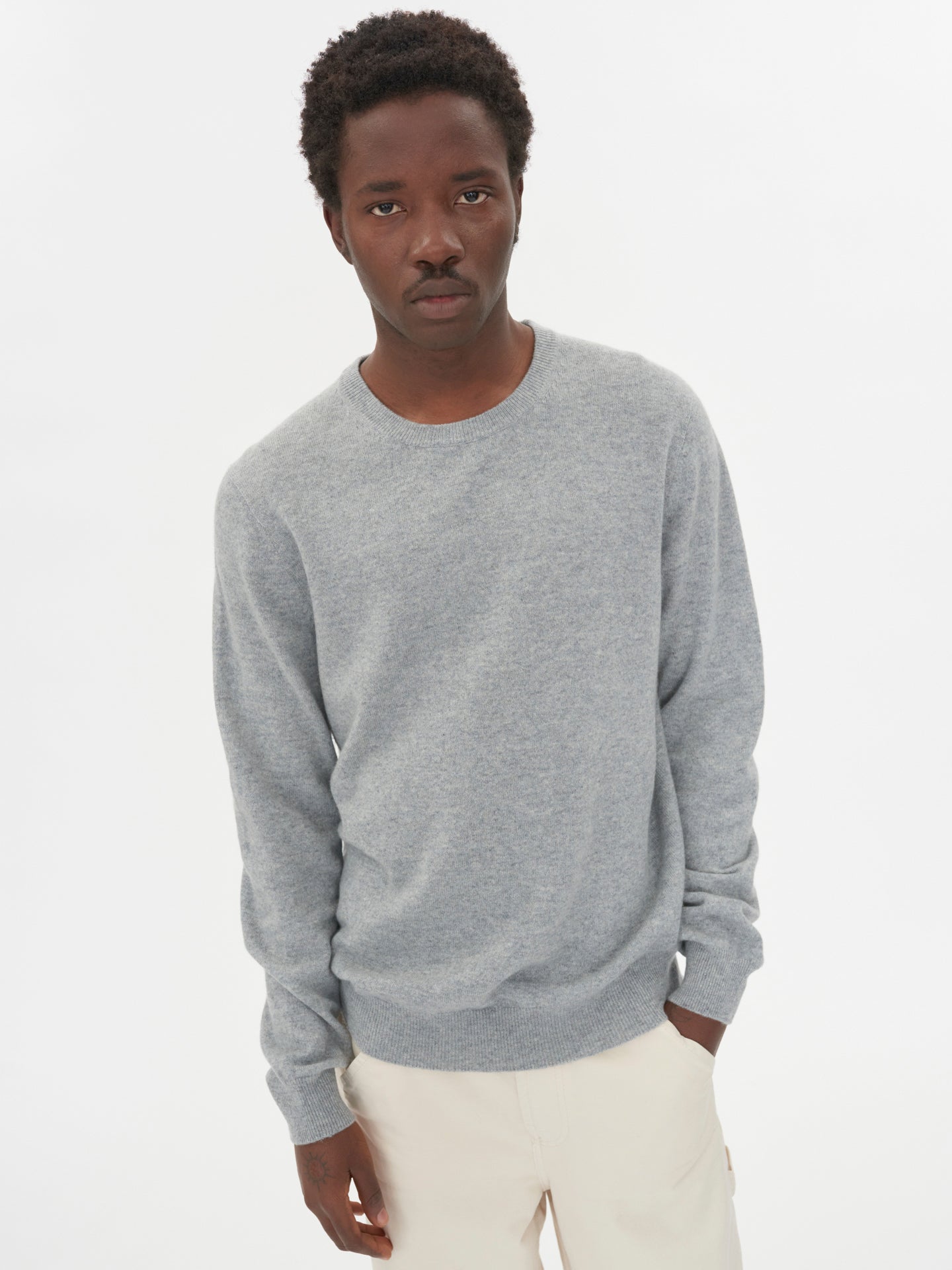 Men's Cashmere Crew Neck Sweater Vapor Blue - Gobi Cashmere
