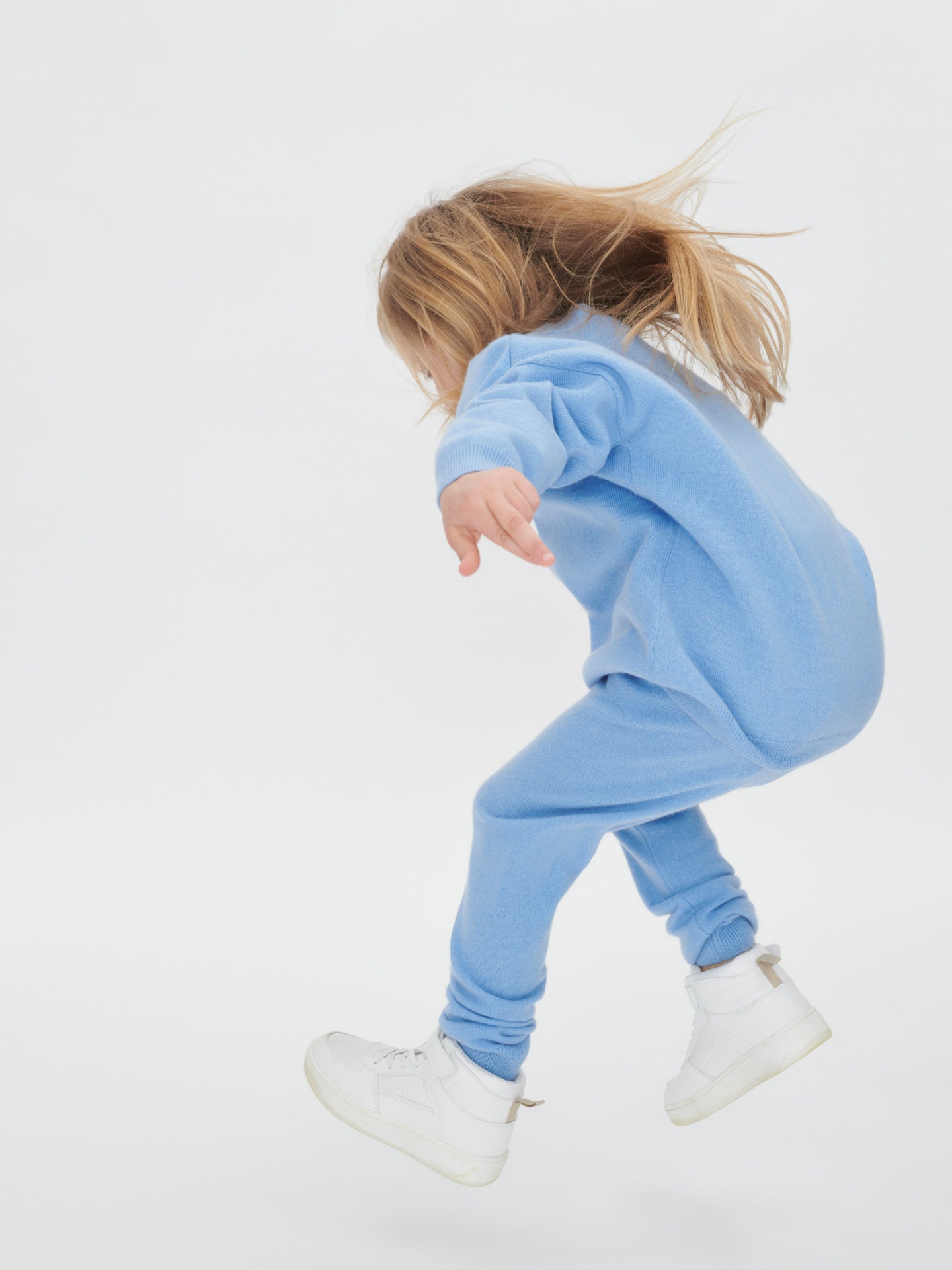 Kids Crew Neck Sweater Cerulean - Gobi Cashmere