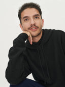 Men's Cashmere Hoodie Black - Gobi Cashmere #color_black