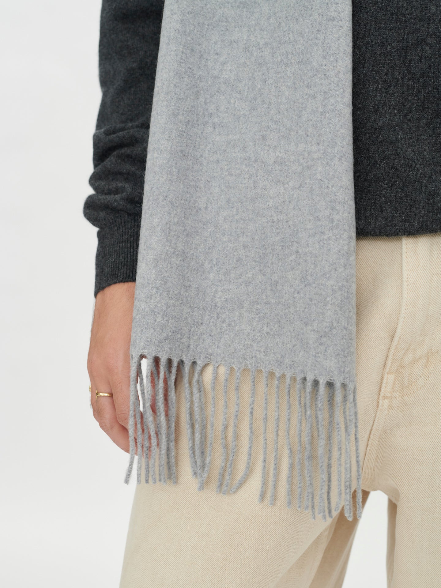 Unisex Cashmere Fringed Scarf Vapor Blue - Gobi Cashmere